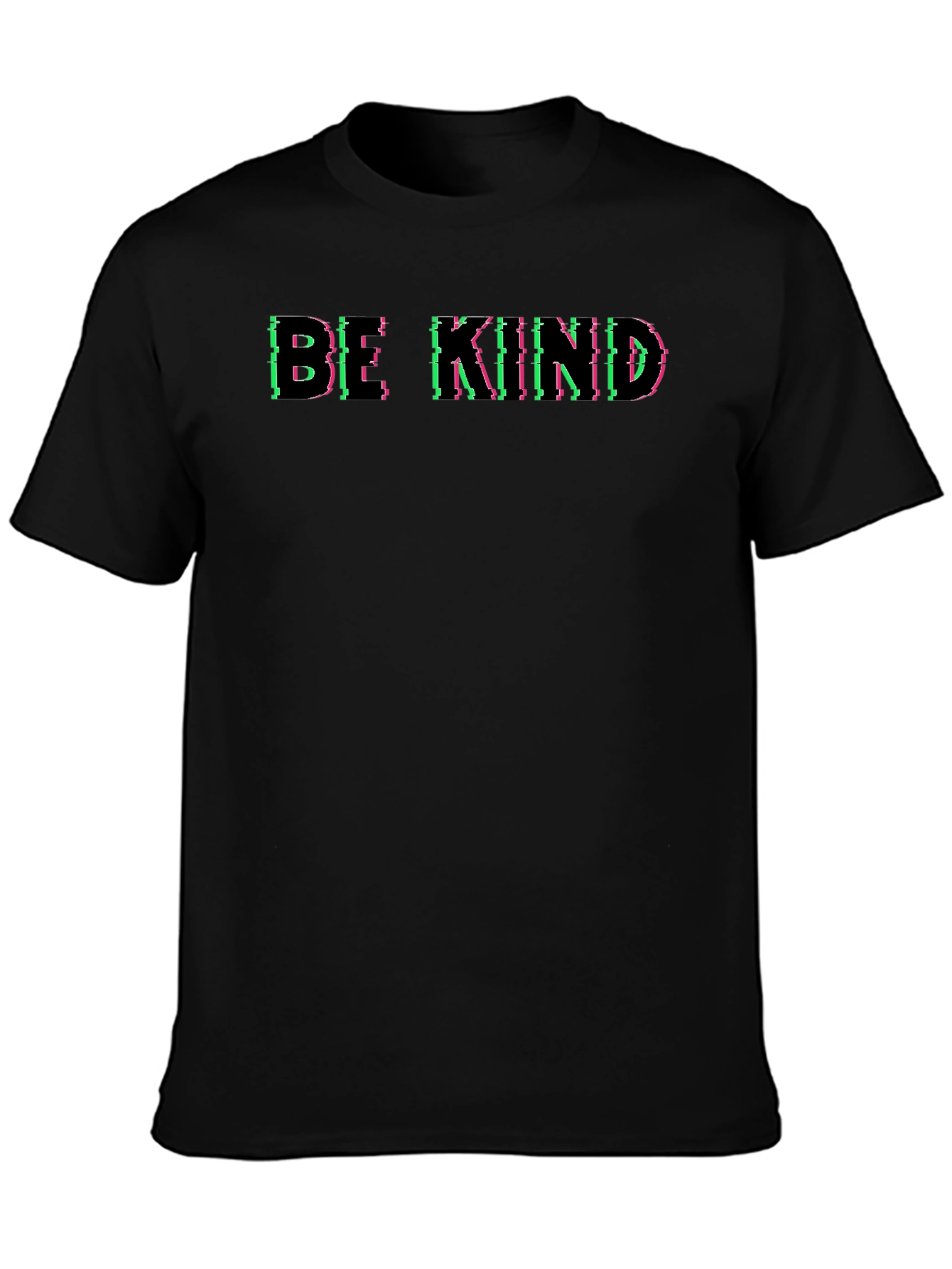 Be Kind Glitch Graphic Tee - Soft Black Cotton