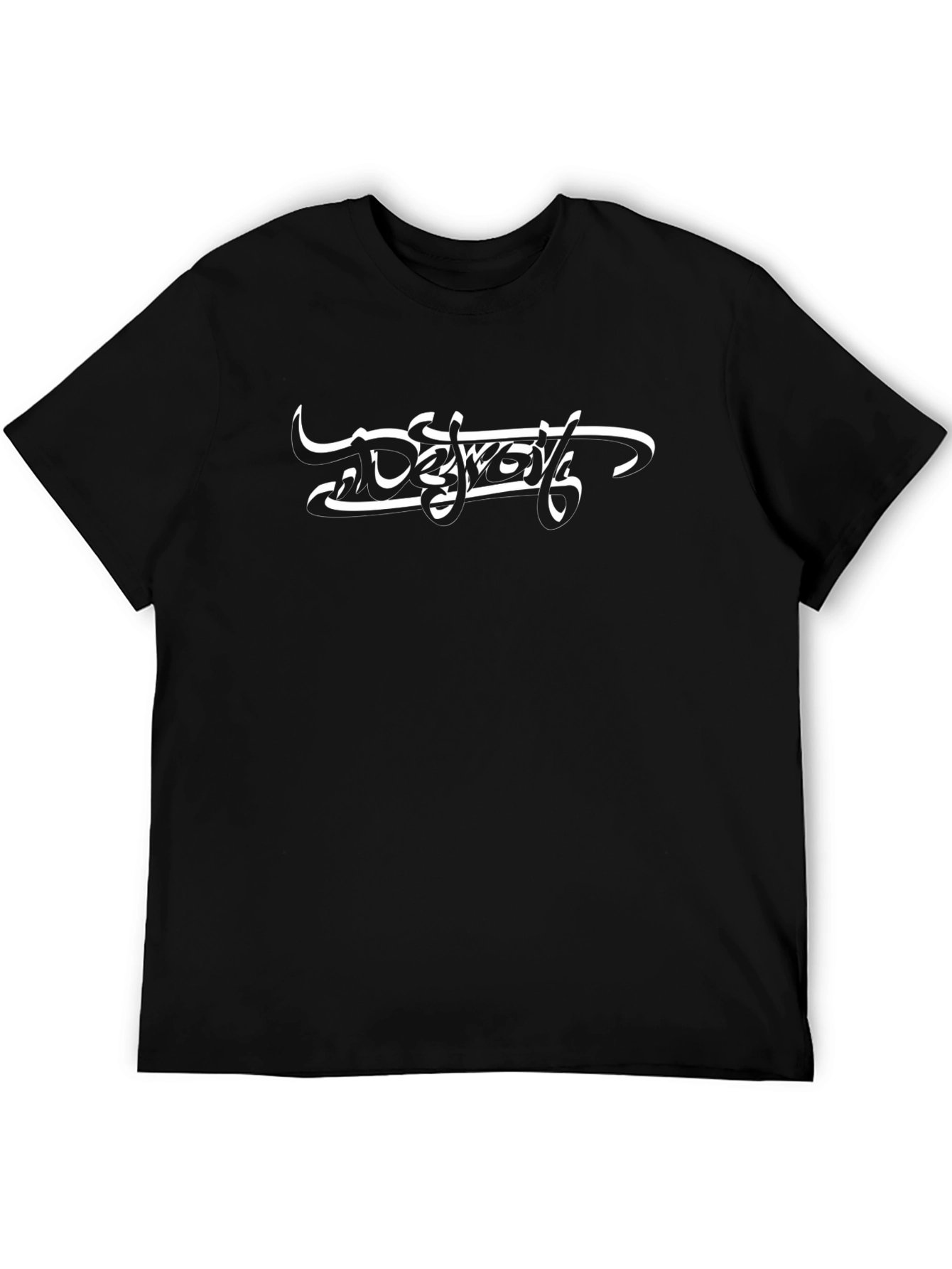 Black T-Shirt with White Arabic Graphic Print