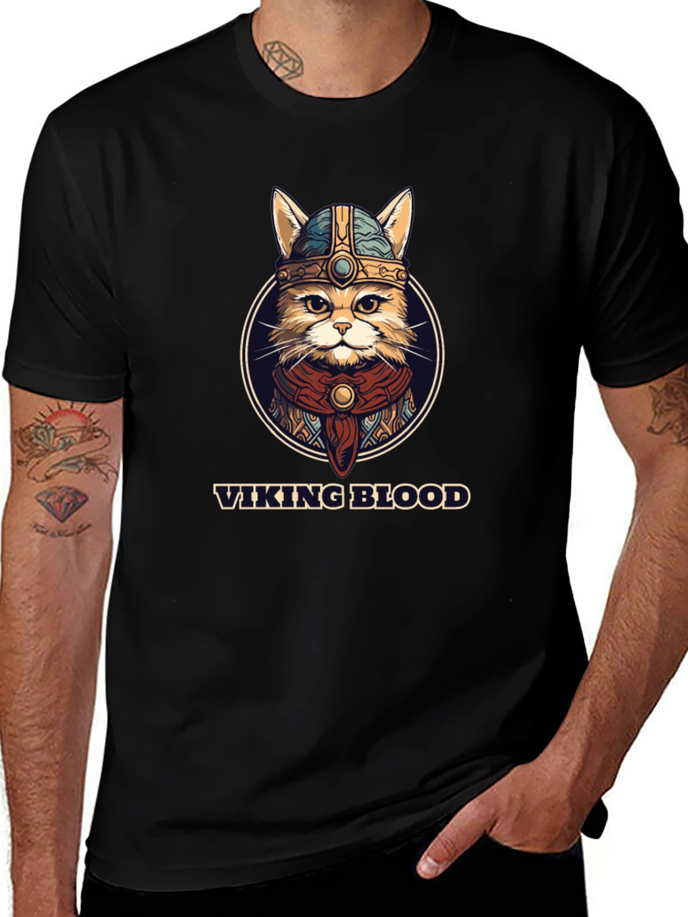 Viking Blood Cat Graphic T-Shirt