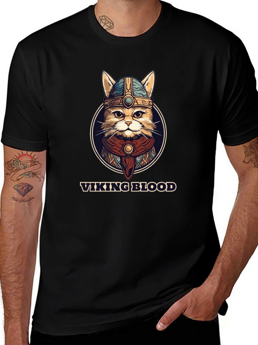 Viking Blood Cat Graphic T-Shirt