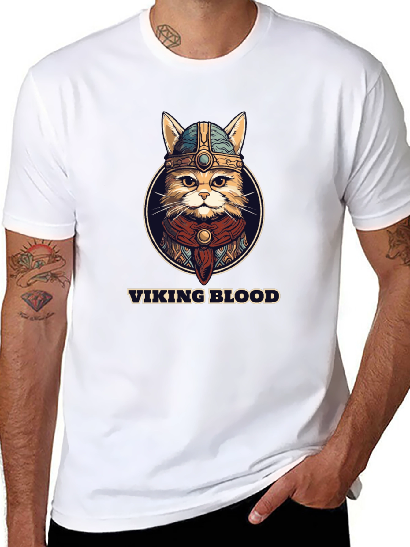 Viking Blood Cat Graphic T-Shirt