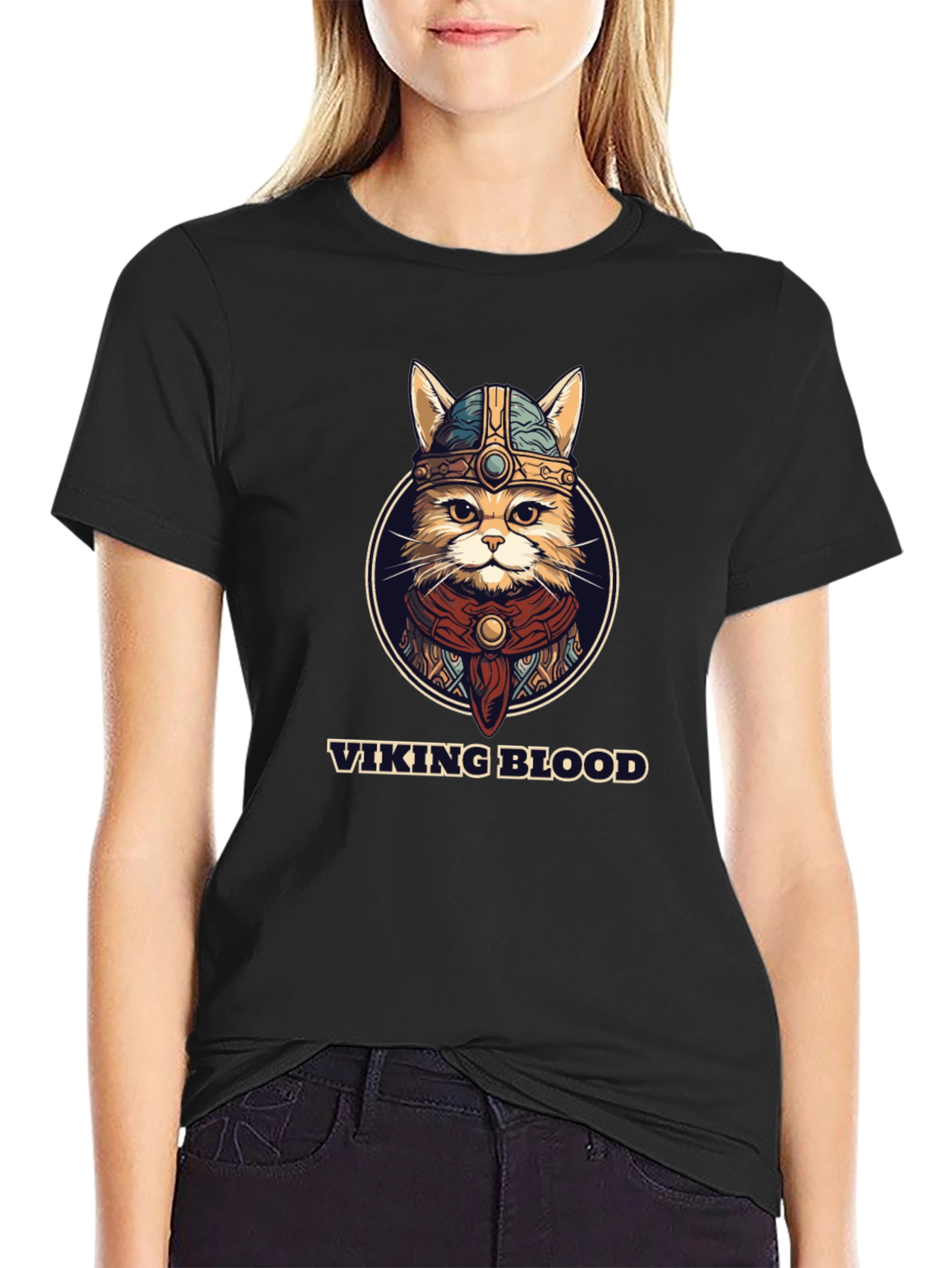 Viking Blood Cat Graphic T-Shirt