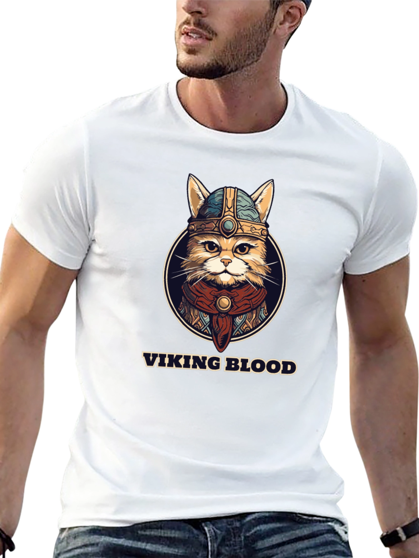 Viking Blood Cat Graphic T-Shirt