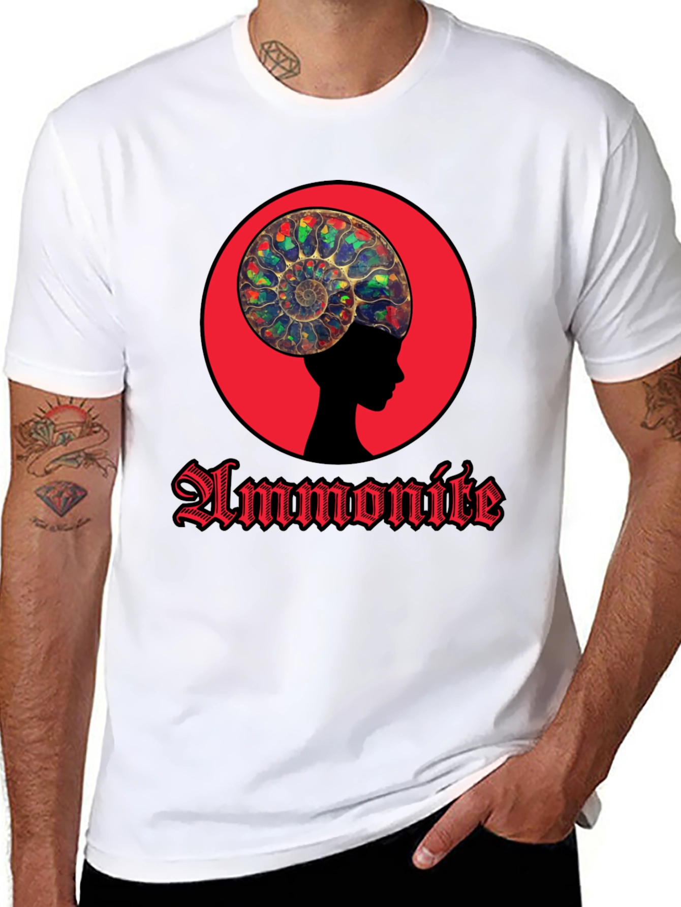 Ammonite Head Black T-Shirt - Stylish Graphic Tee