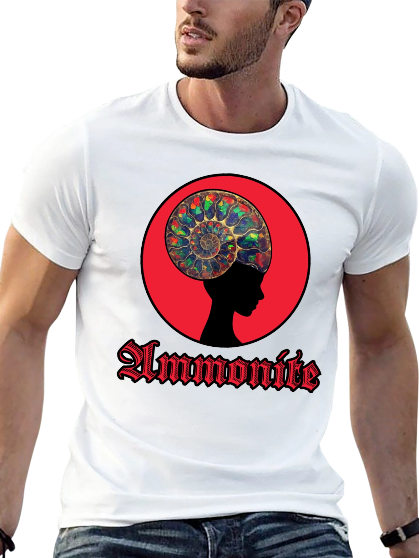 Ammonite Head Black T-Shirt - Stylish Graphic Tee