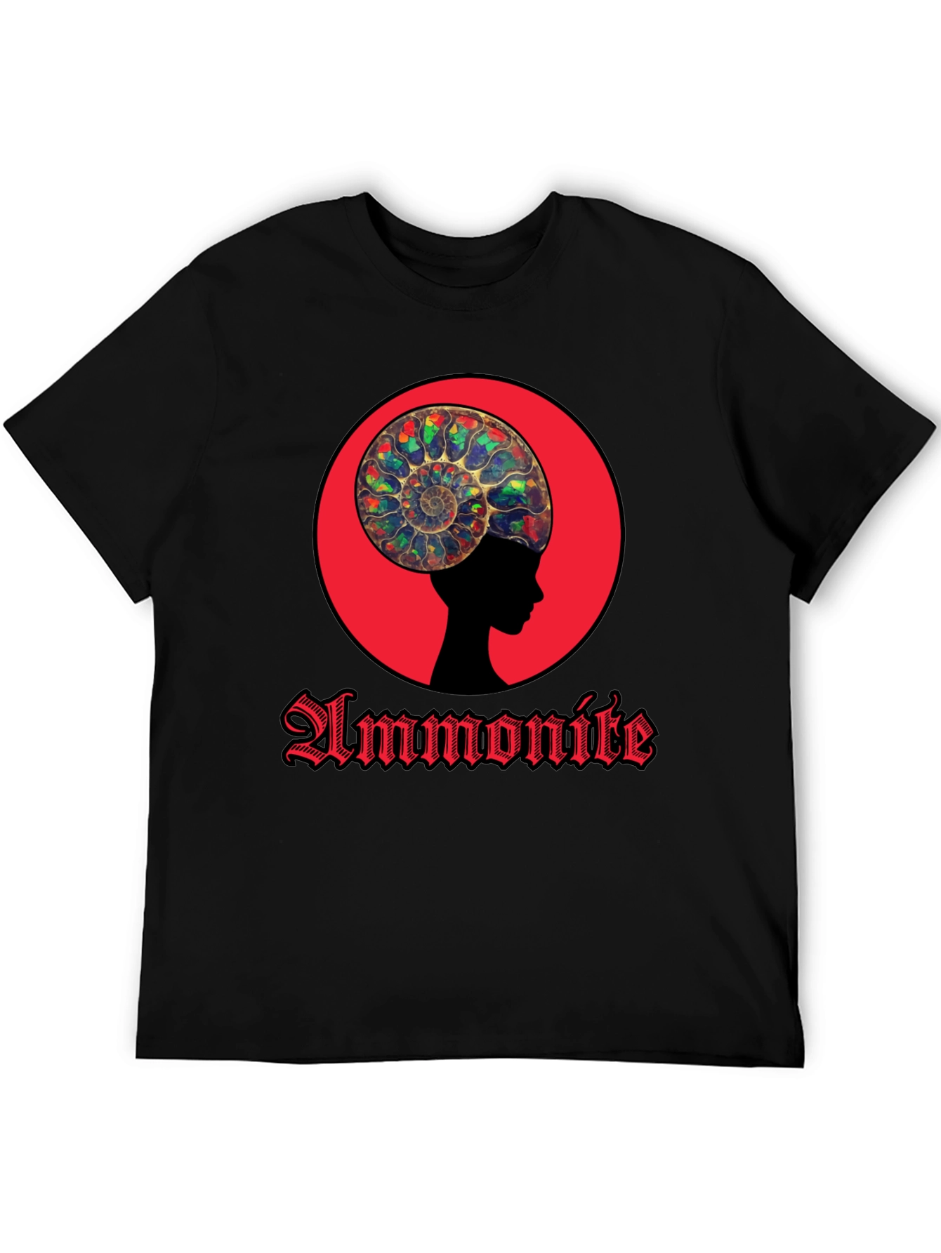 Ammonite Head Black T-Shirt - Stylish Graphic Tee
