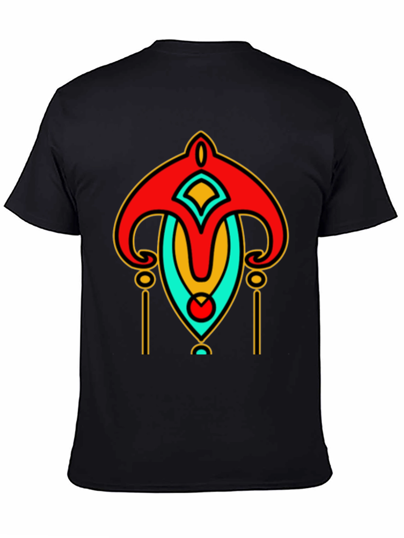 Abstract Art Deco Graphic Print Black T-Shirt
