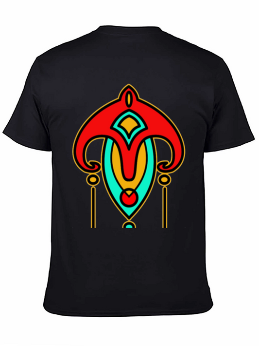 Abstract Art Deco Graphic Print Black T-Shirt