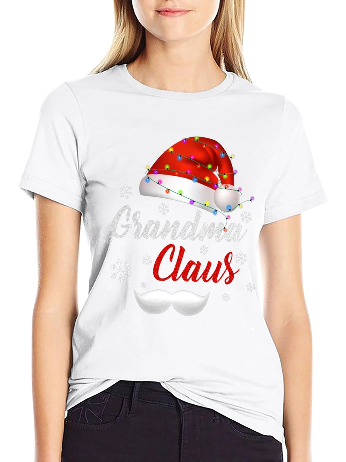 Grandma Claus Christmas T-Shirt Holiday Santa Hat