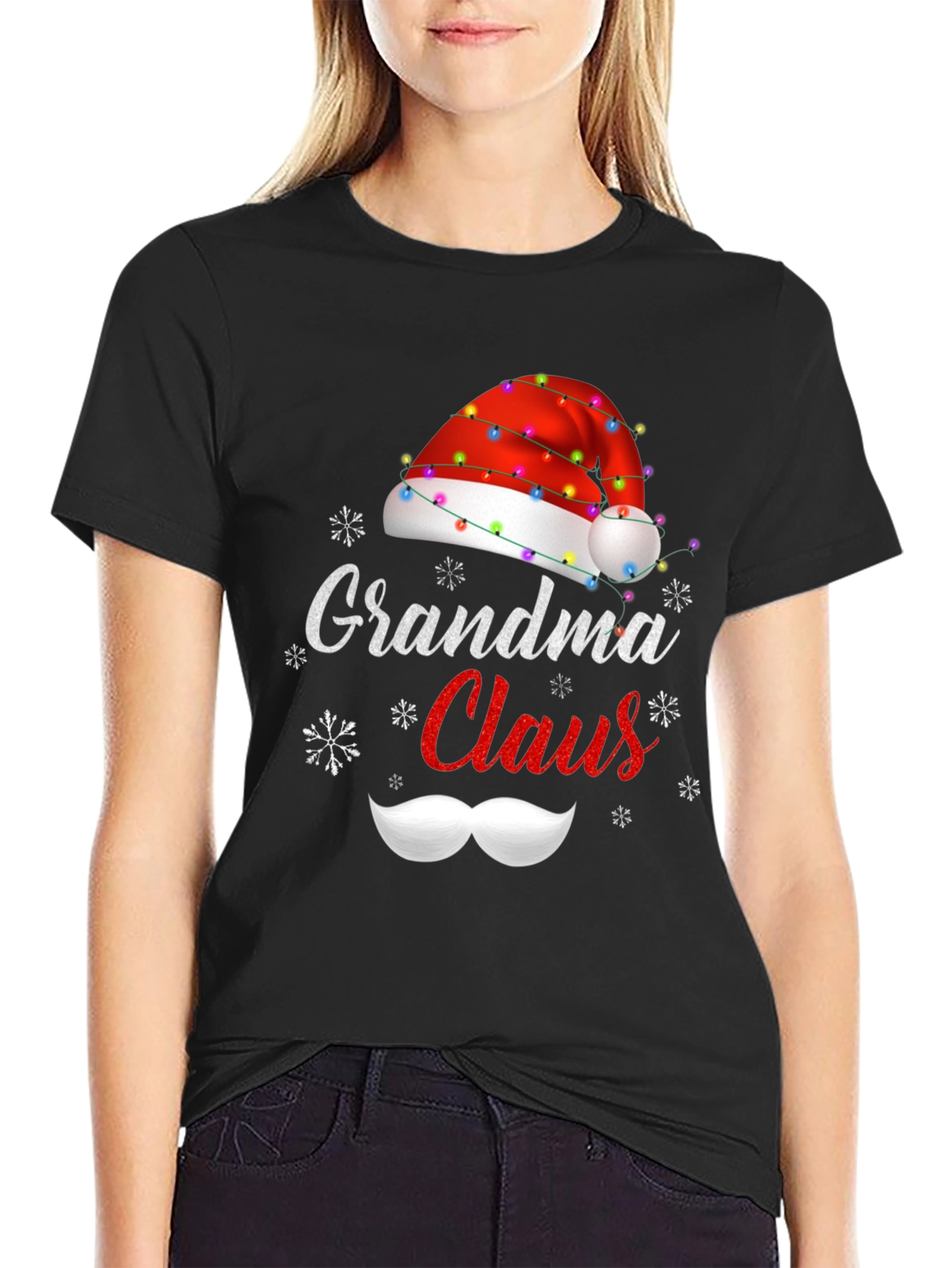 Grandma Claus Christmas T-Shirt Holiday Santa Hat