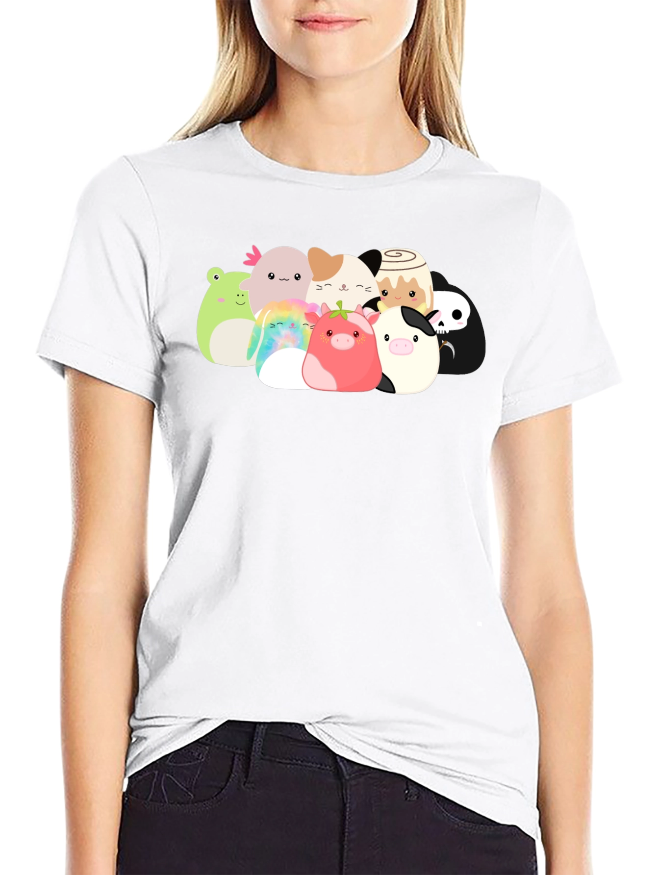 Cute Squishmallow Graphic Black Tee