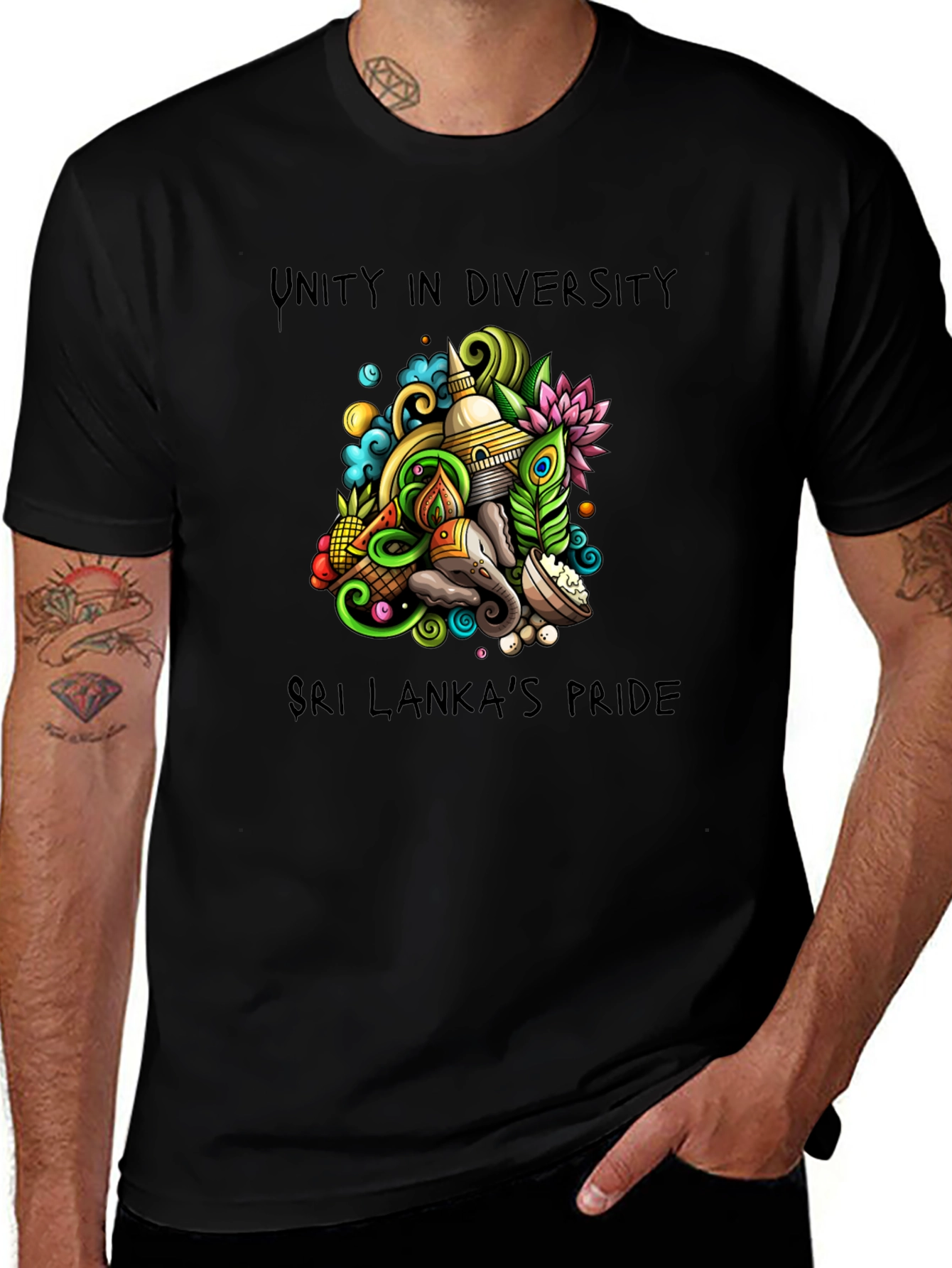 Unity in Diversity Sri Lanka Pride Black T-Shirt