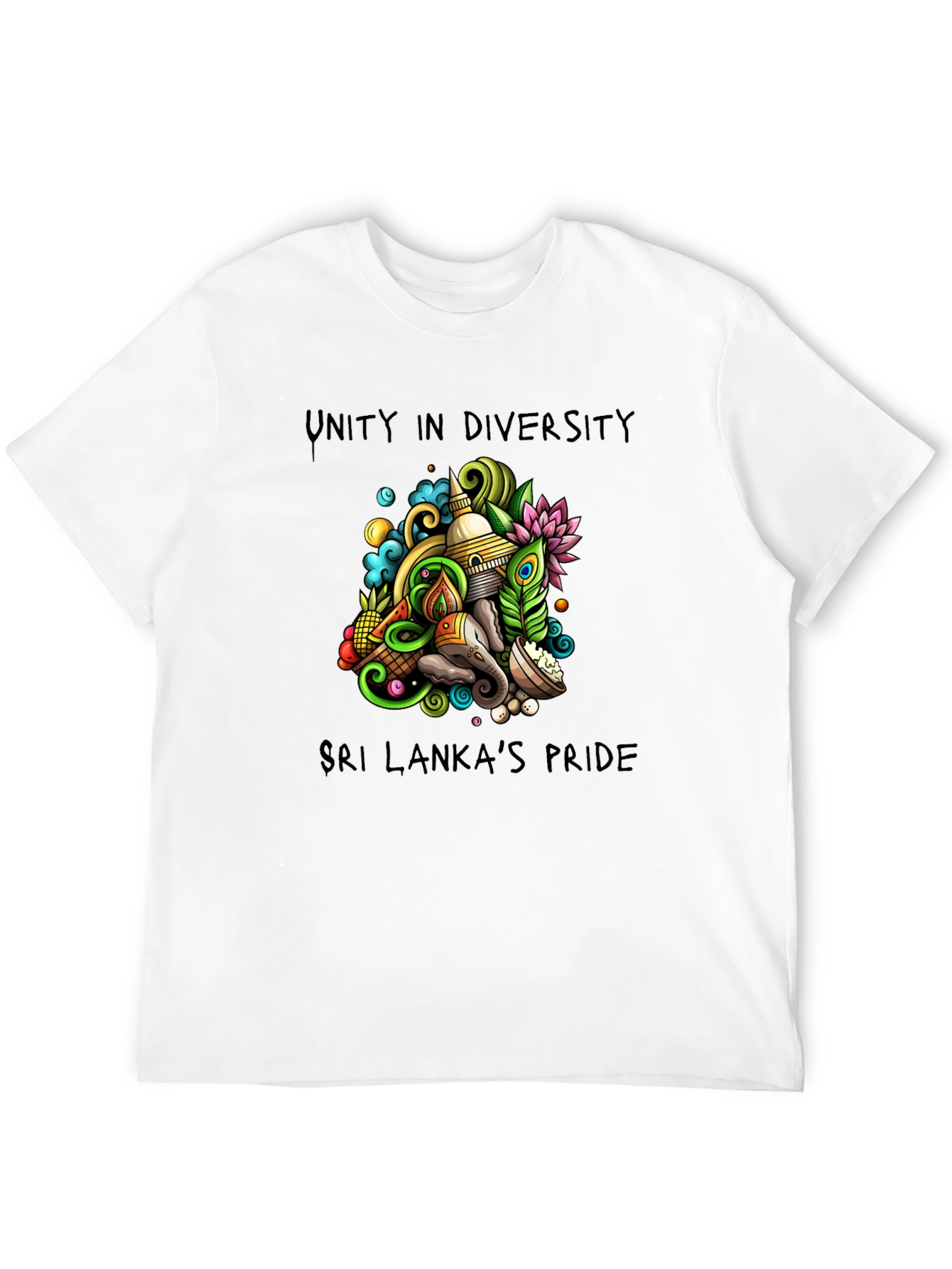Unity in Diversity Sri Lanka Pride Black T-Shirt