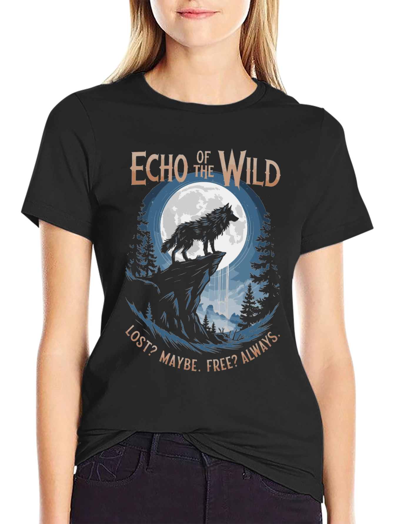 Echo of the Wild Wolf Graphic T-Shirt