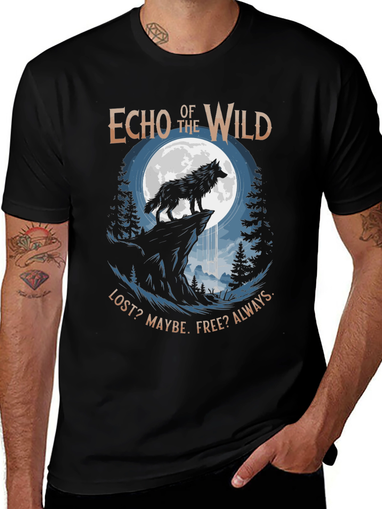 Echo of the Wild Wolf Graphic T-Shirt