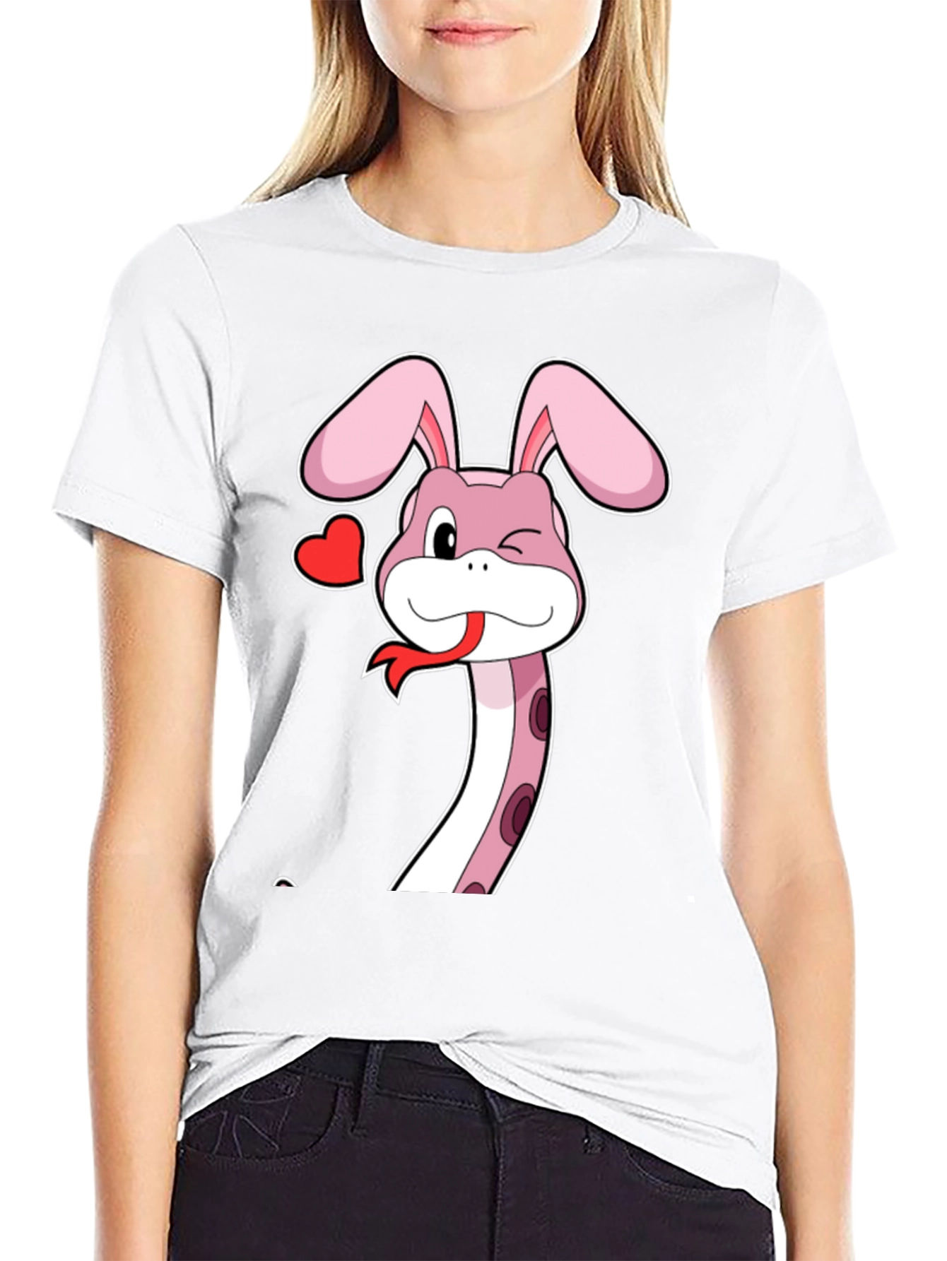 Snake Bunny Cartoon Graphic Tee