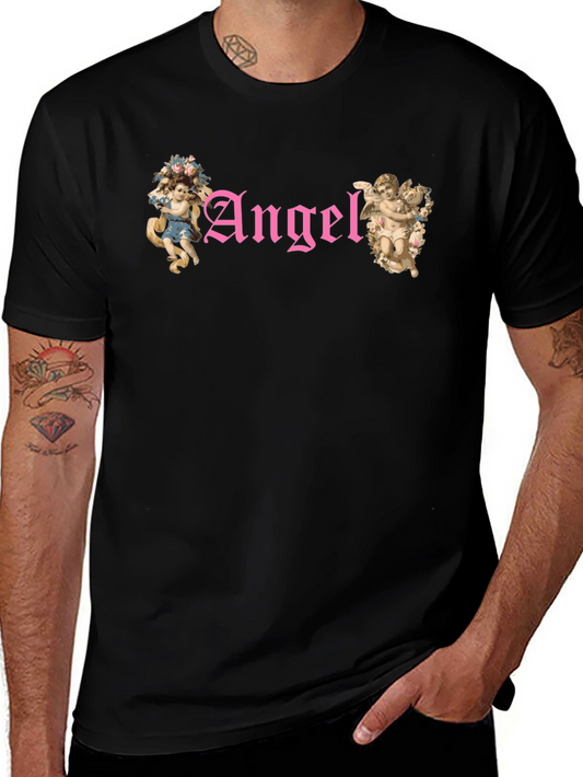 Angel Graphic T-Shirt - Black Cotton Tee