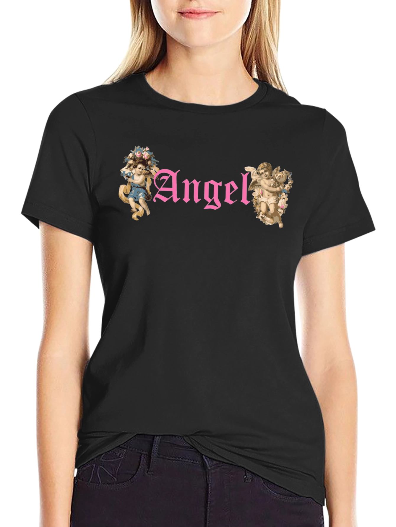 Angel Graphic T-Shirt - Black Cotton Tee