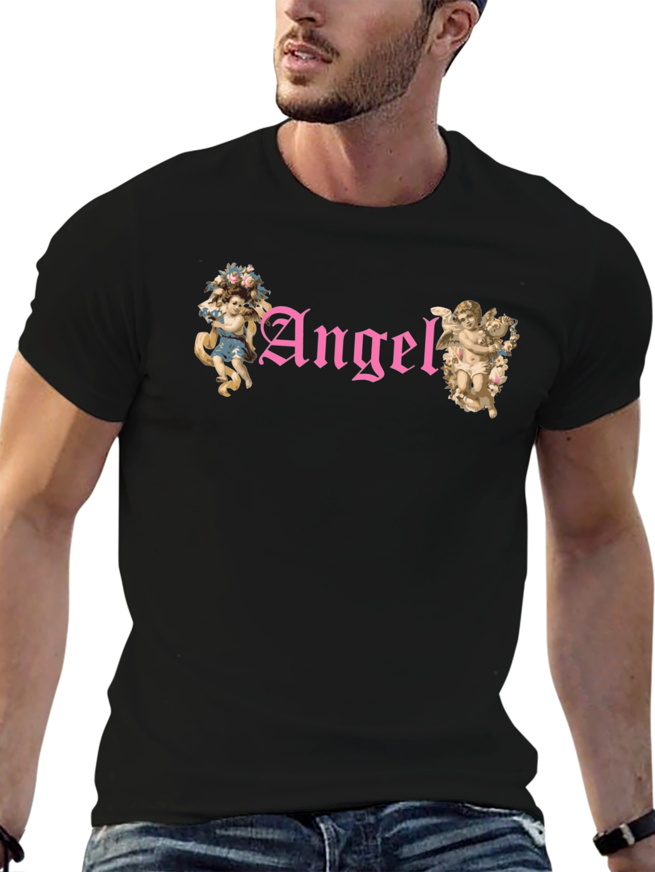 Angel Graphic T-Shirt - Black Cotton Tee