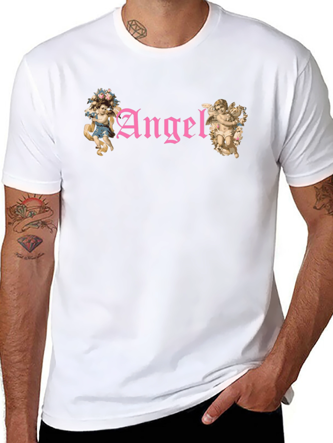 Angel Graphic T-Shirt - Black Cotton Tee