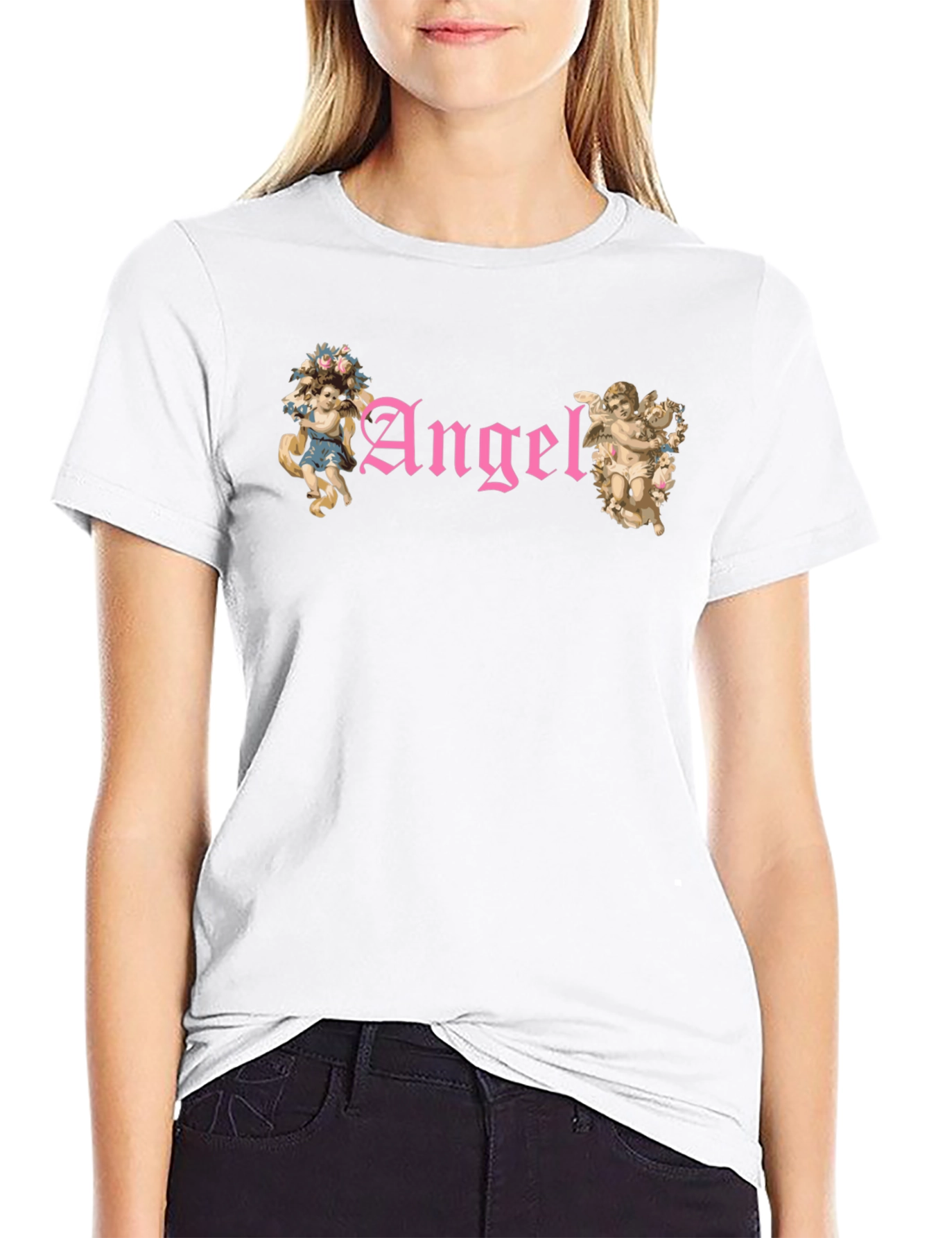 Angel Graphic T-Shirt - Black Cotton Tee