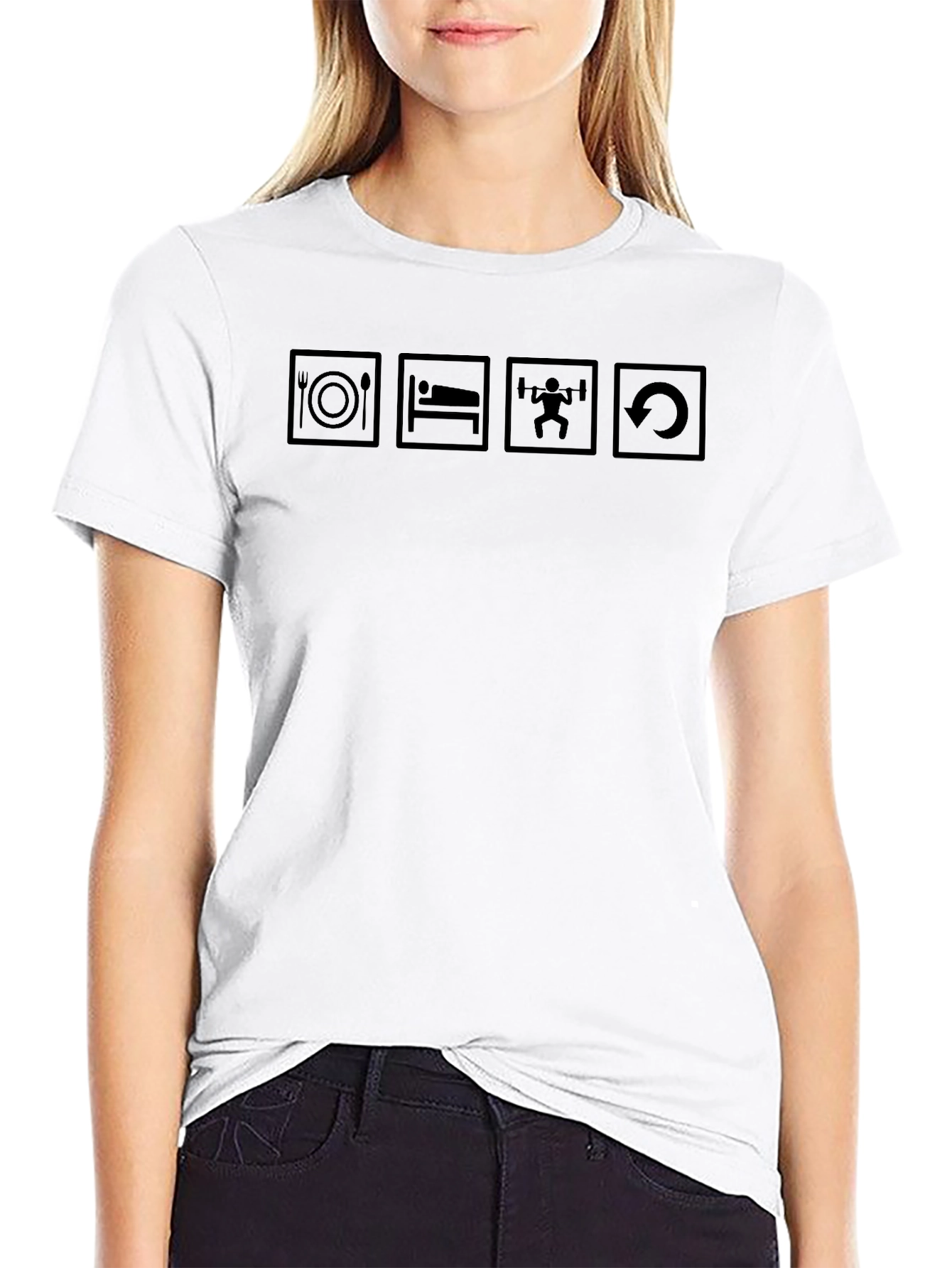 Eat Sleep Lift Repeat Black Graphic T-Shirt