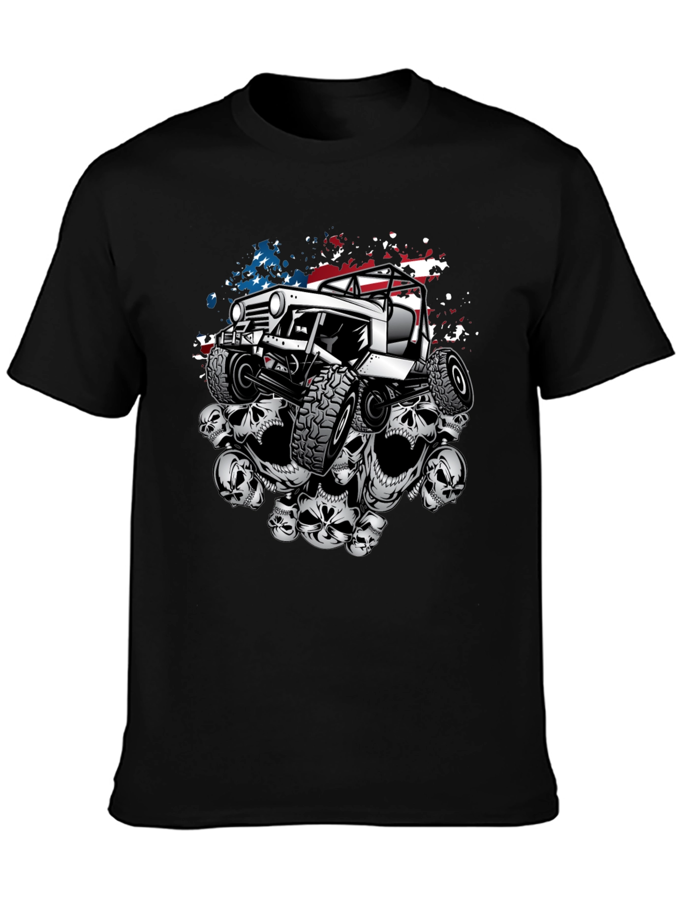 Skull Jeep Patriotic Mens T-Shirt