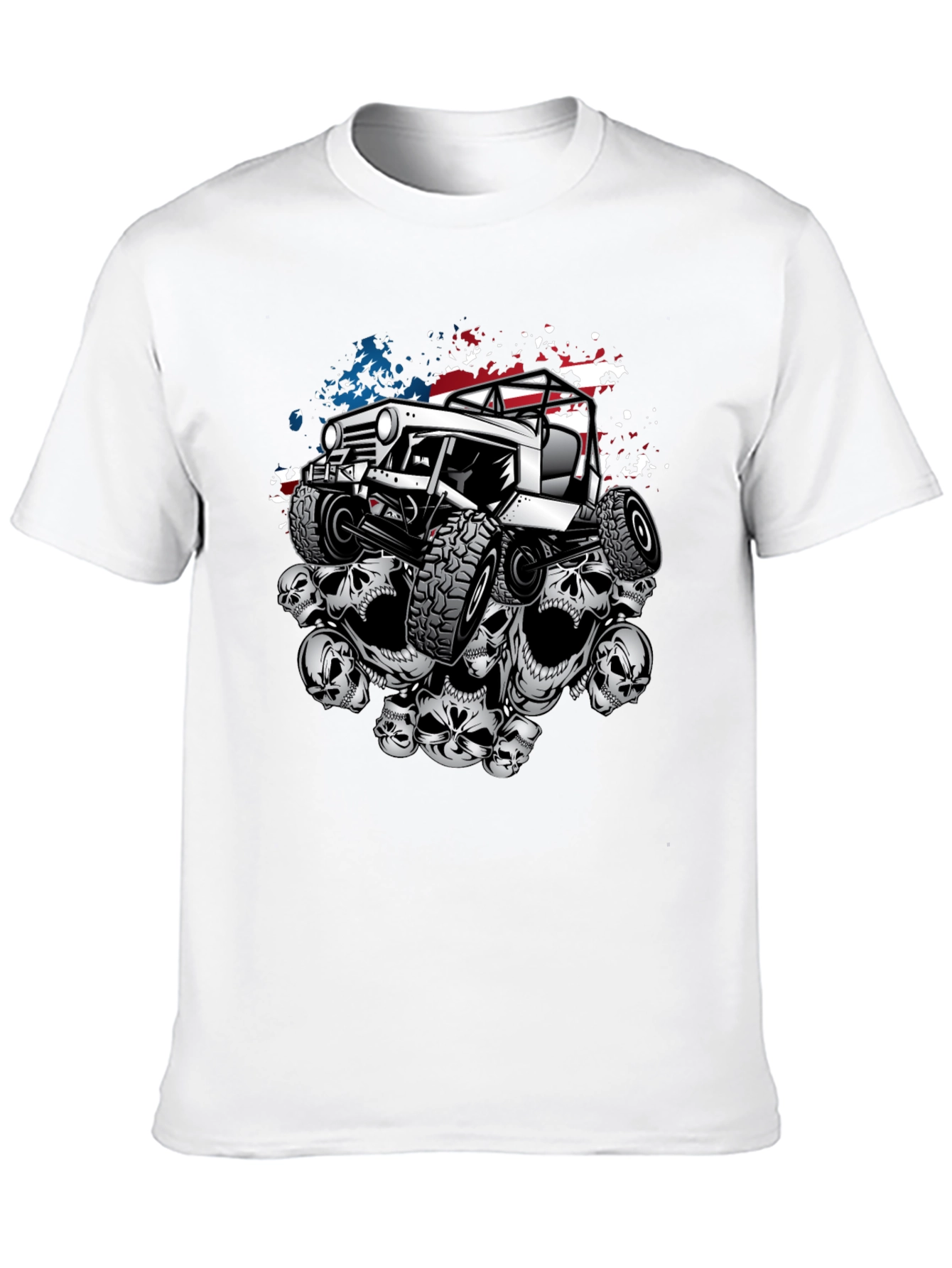 Skull Jeep Patriotic Mens T-Shirt