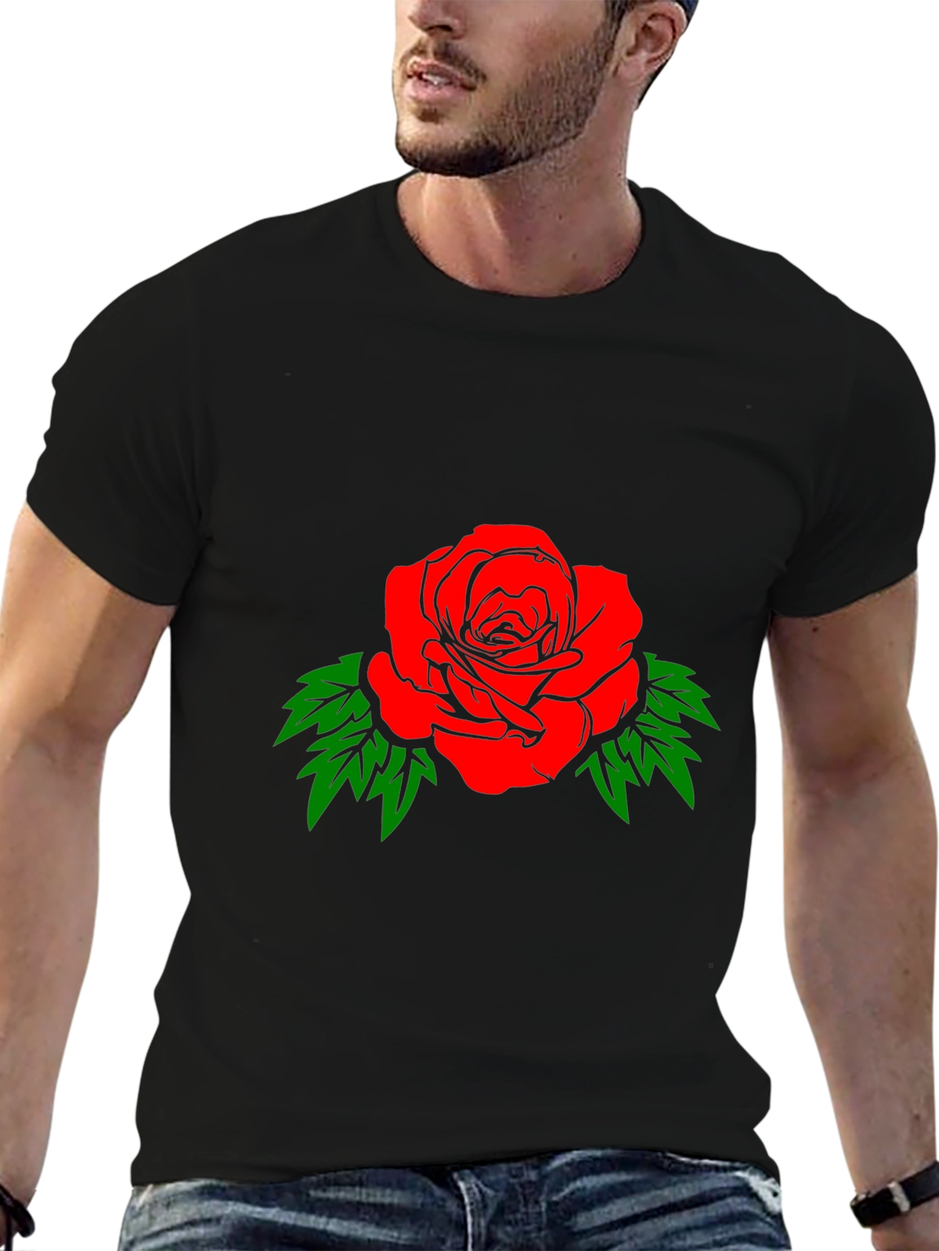 Rose Graphic T-Shirt - Bold Red Blossom