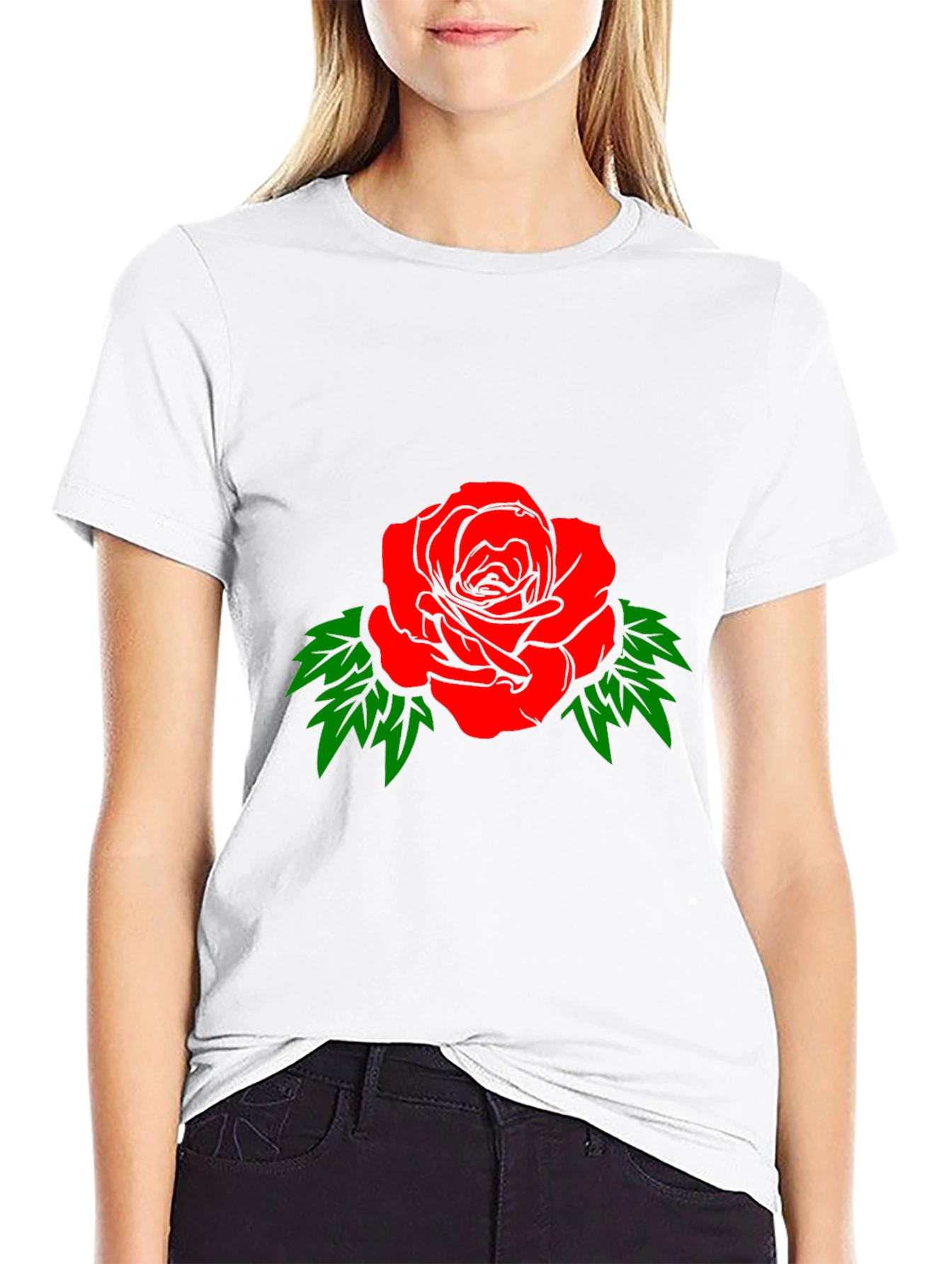 Rose Graphic T-Shirt - Bold Red Blossom