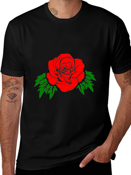 Rose Graphic T-Shirt - Bold Red Blossom
