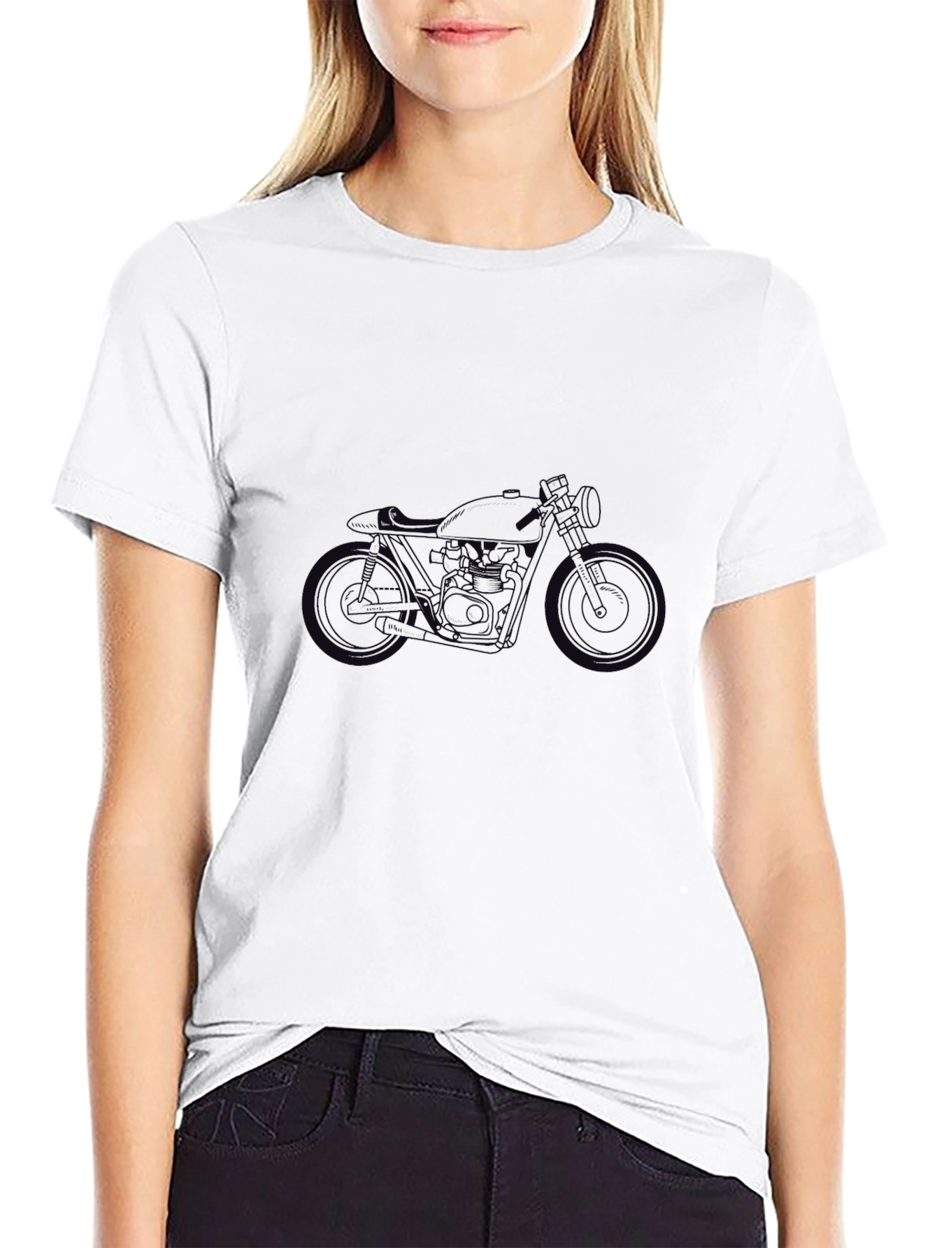 Black Motorcycle Graphic Tee - Casual Style