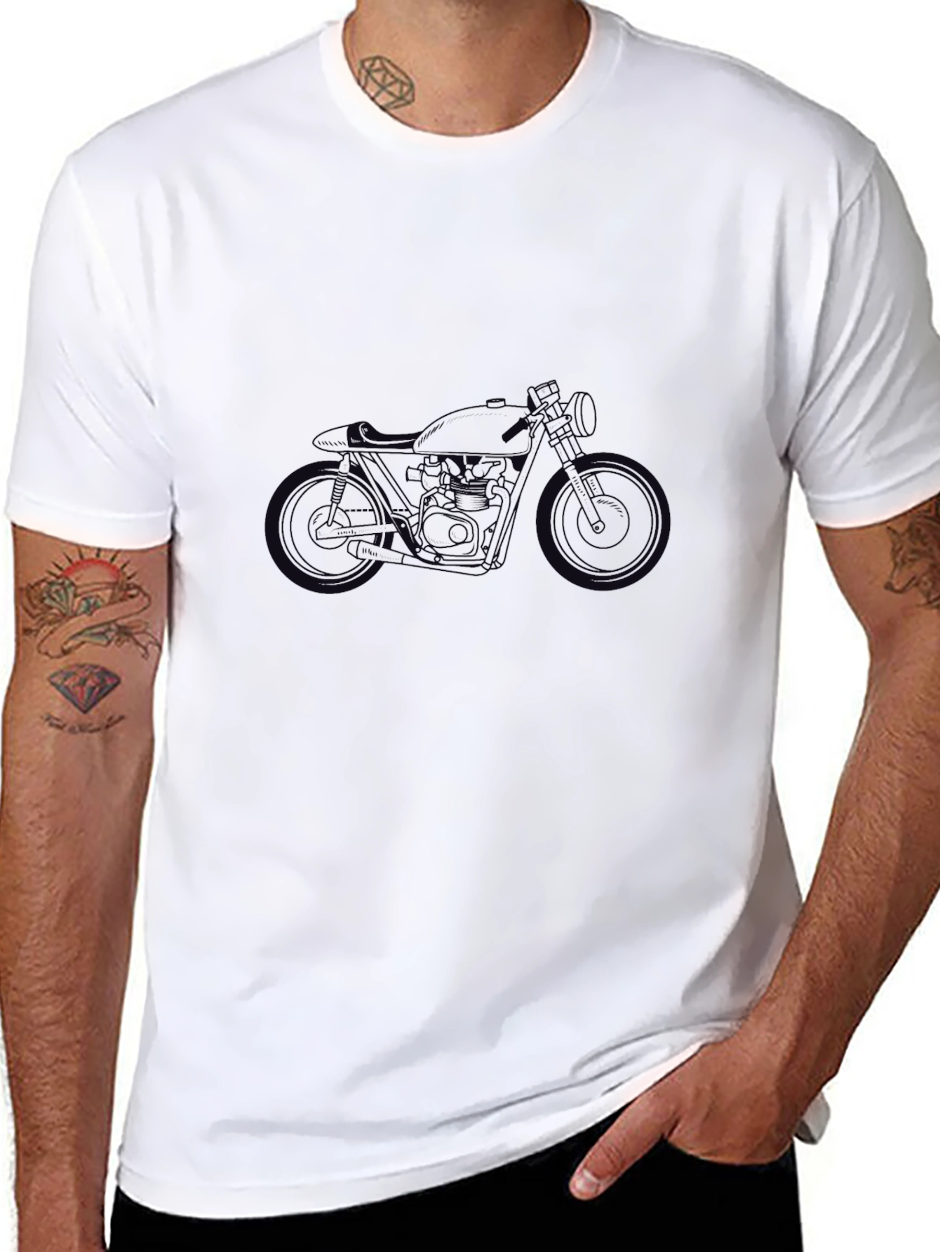 Black Motorcycle Graphic Tee - Casual Style