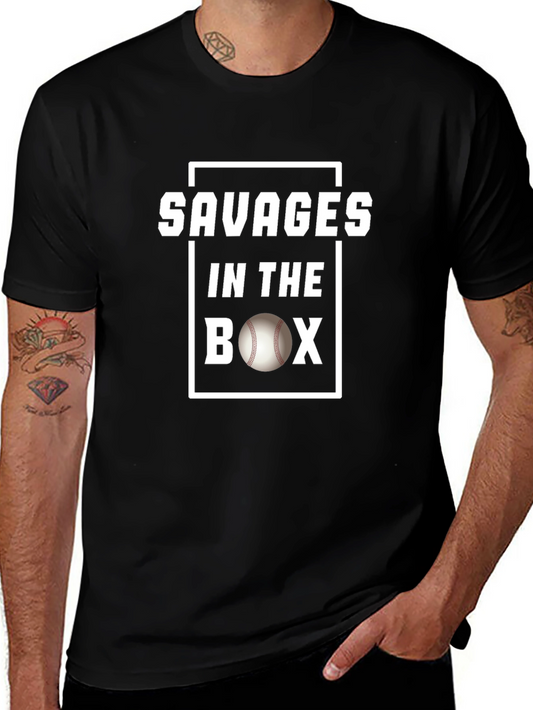 Savages in the Box Baseball Graphic T-Shirt