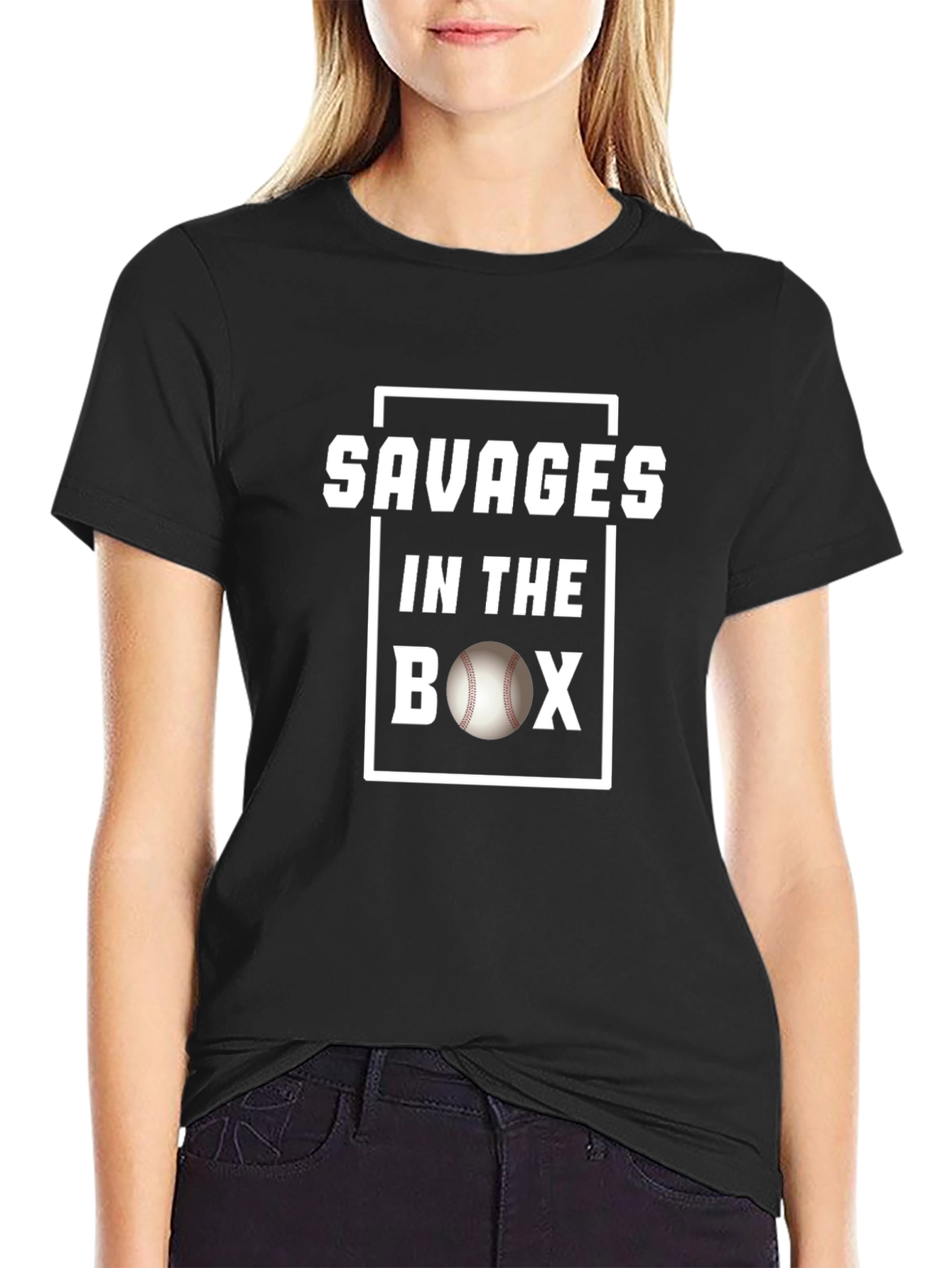 Savages in the Box Baseball Graphic T-Shirt
