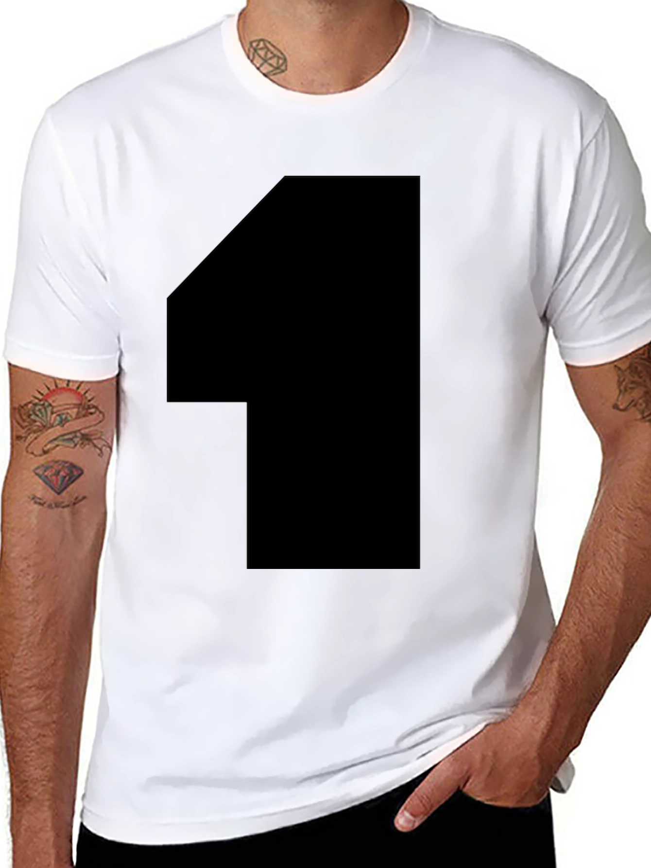 Black T-Shirt with Bold 1 Graphic
