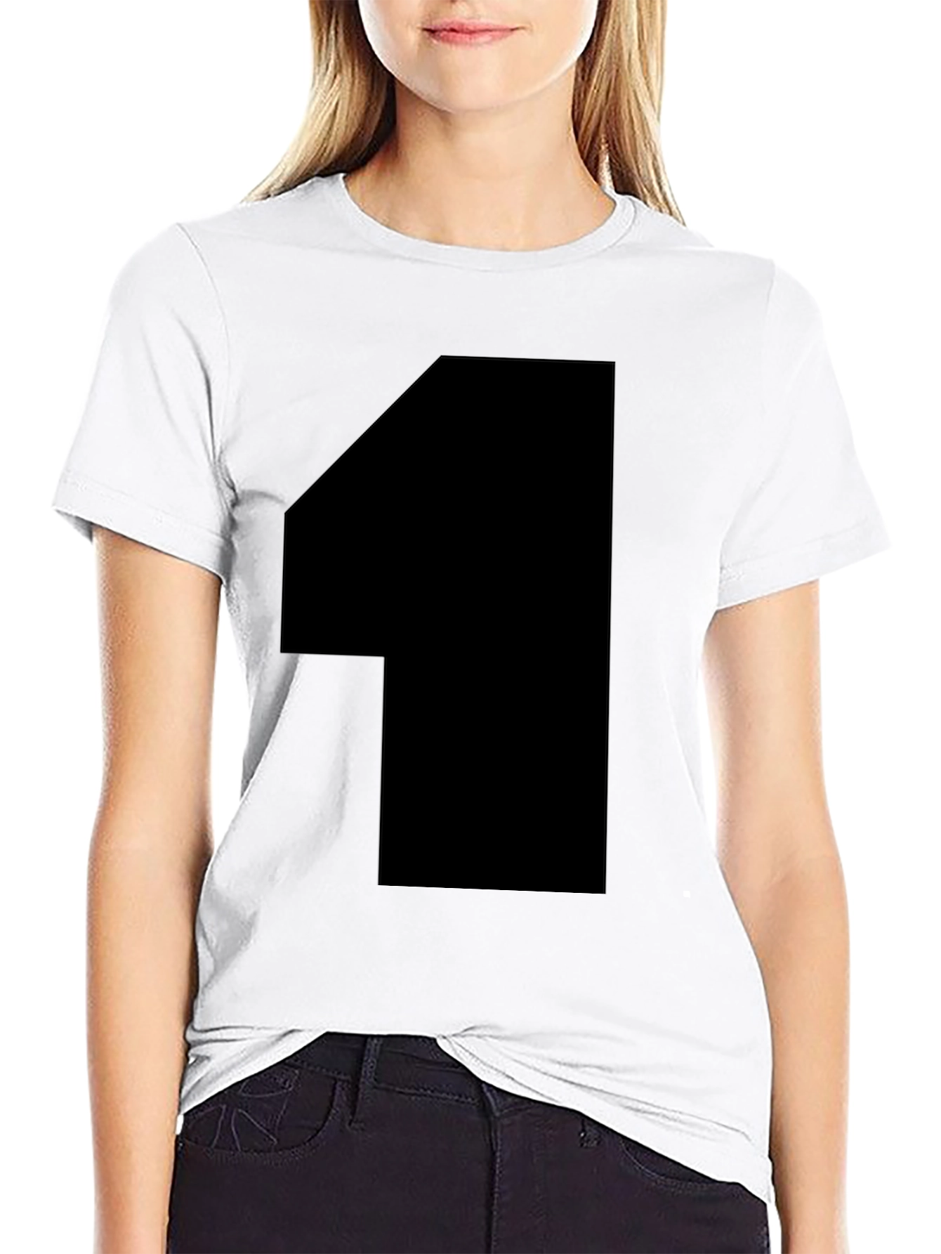 Black T-Shirt with Bold 1 Graphic