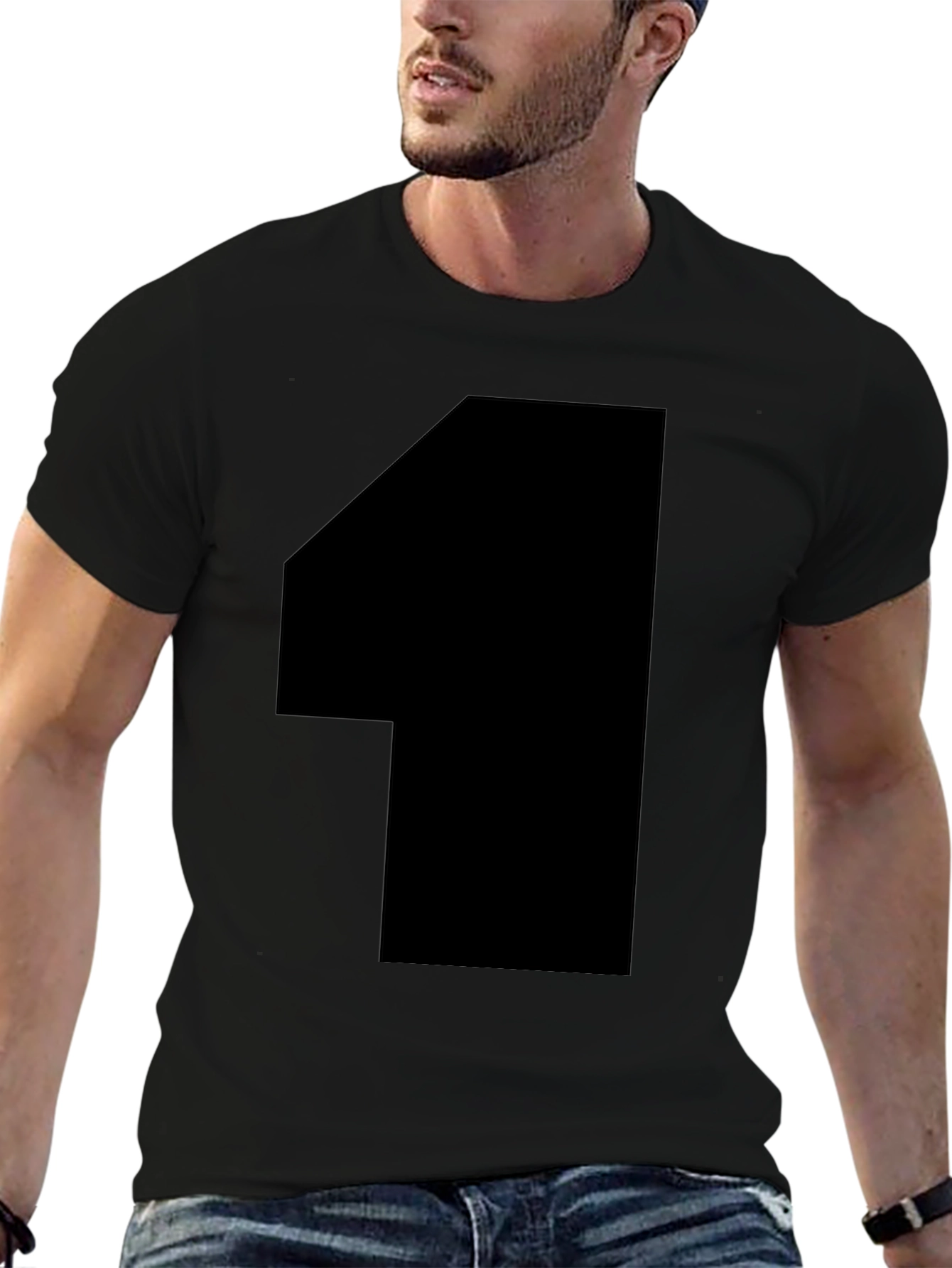 Black T-Shirt with Bold 1 Graphic
