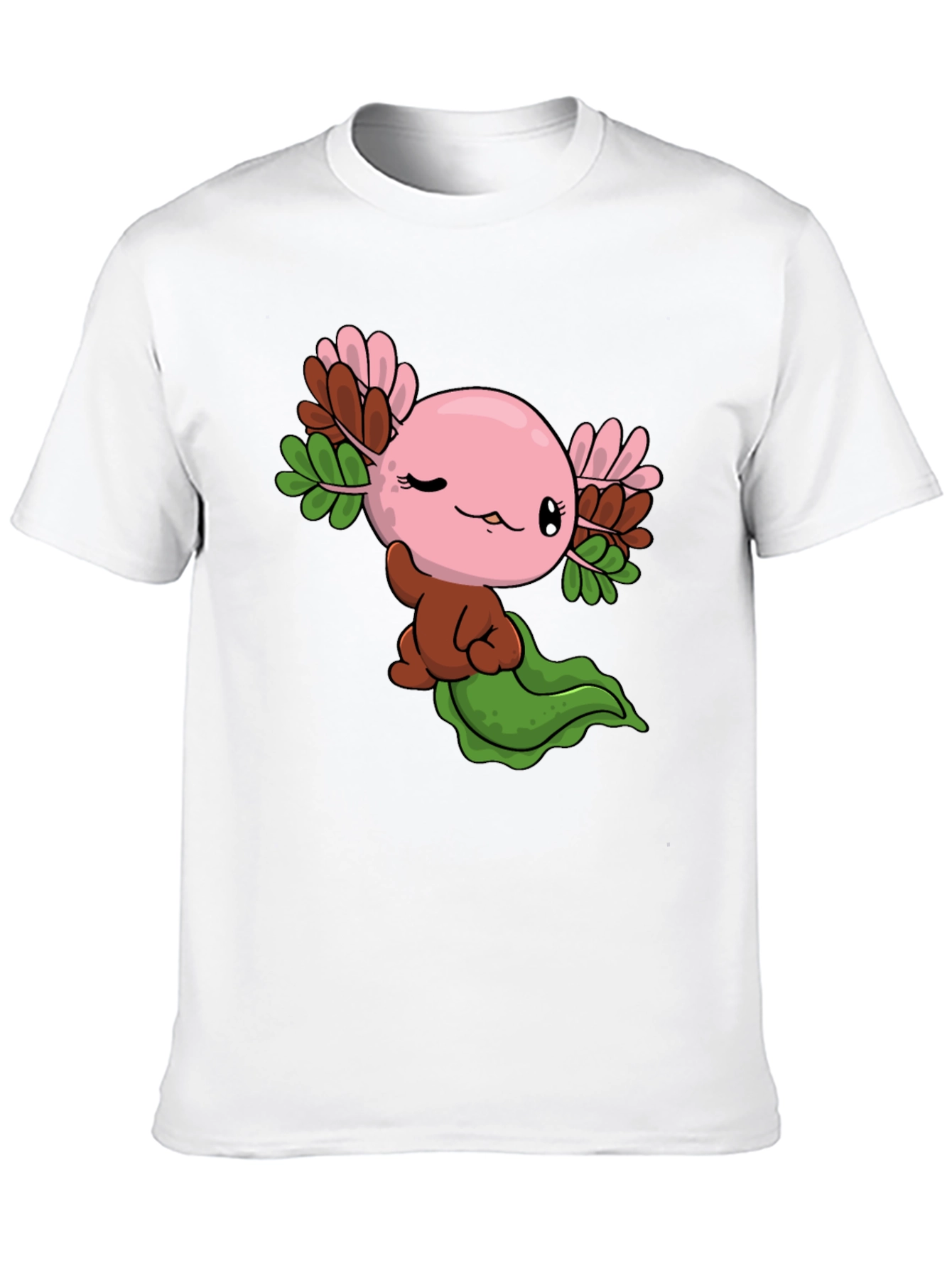 Cute Axolotl Cartoon Black T-Shirt