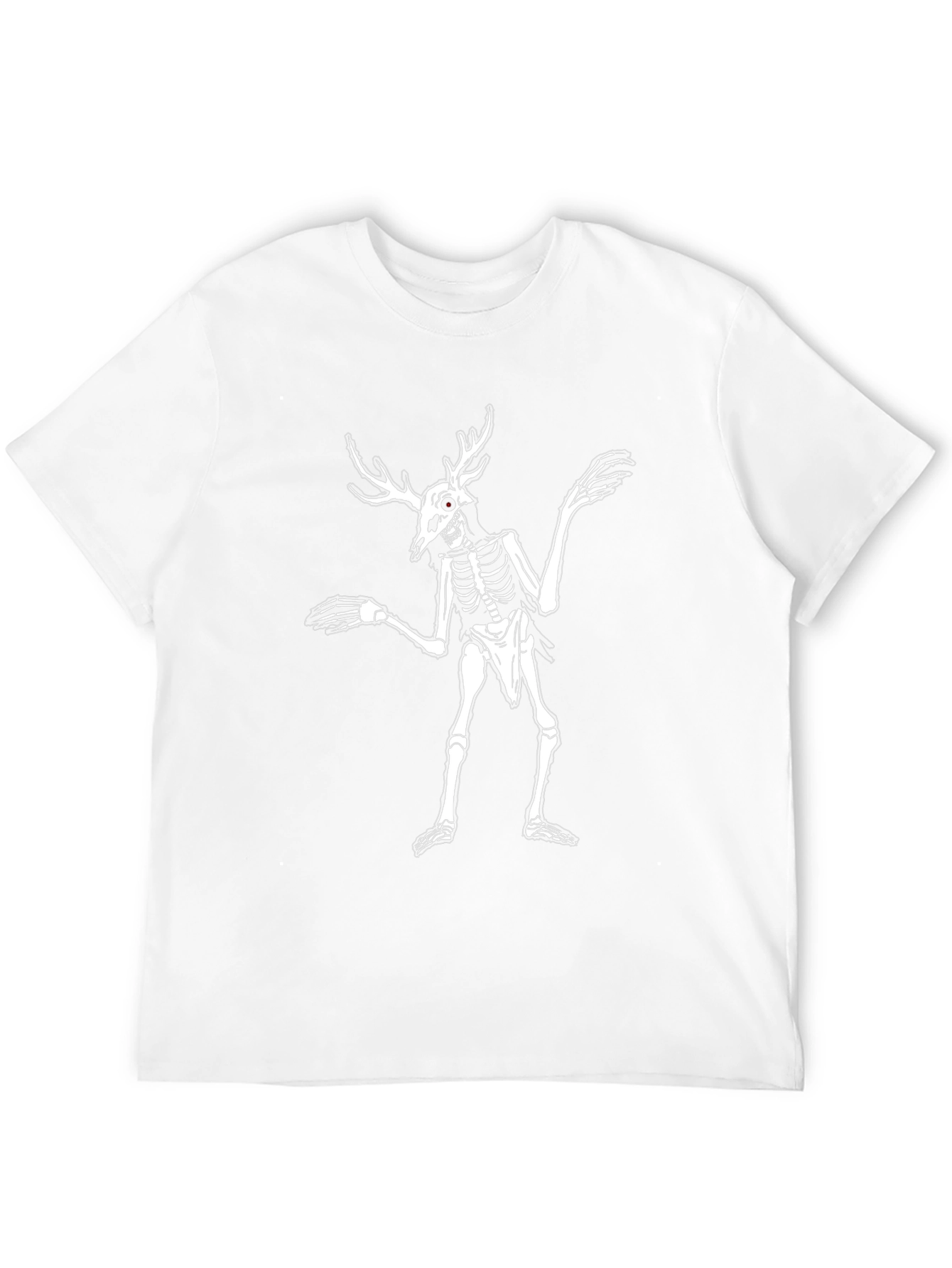 Skeleton Deer Antler Graphic T-Shirt - Black