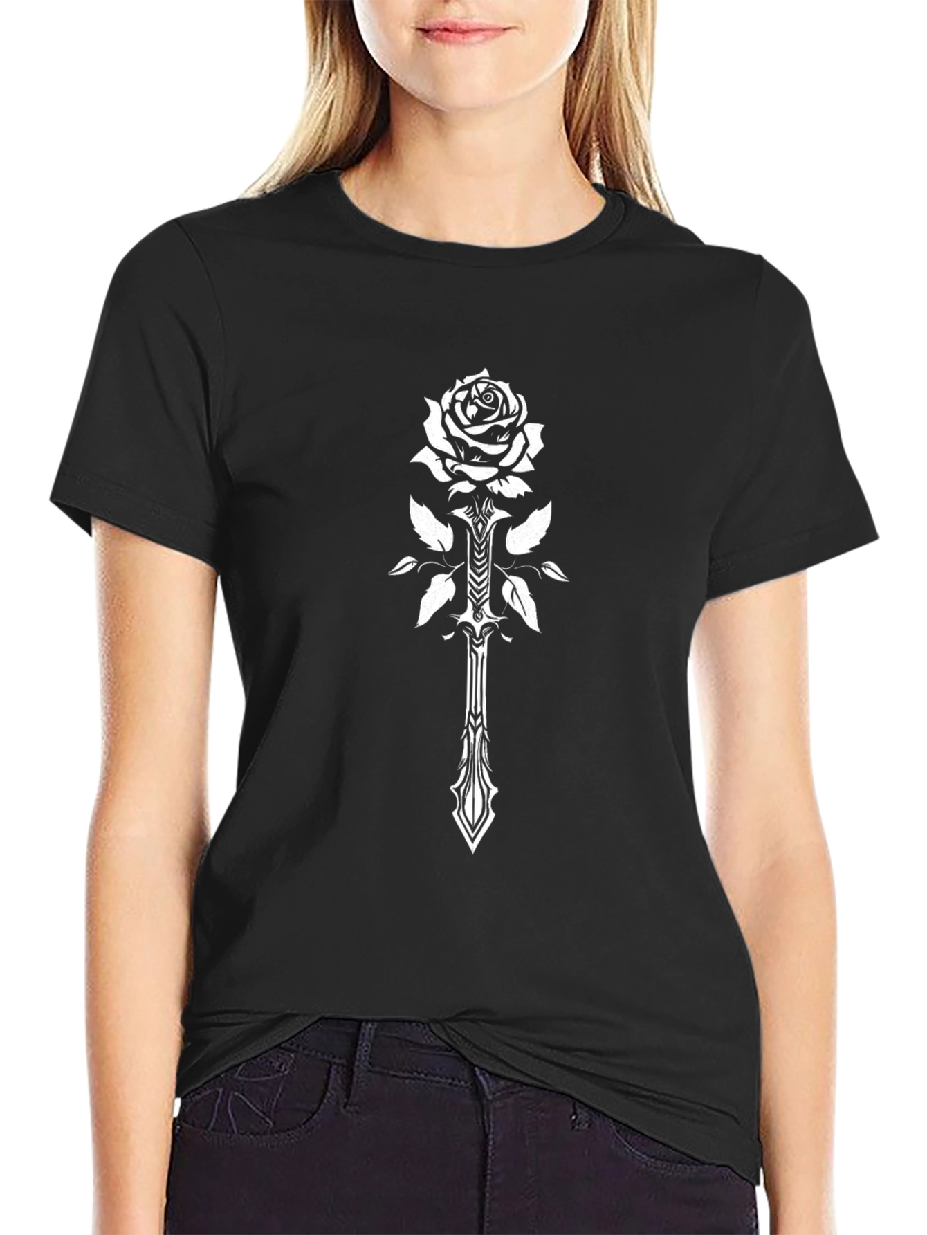 Rose & Sword Graphic Tee - Black
