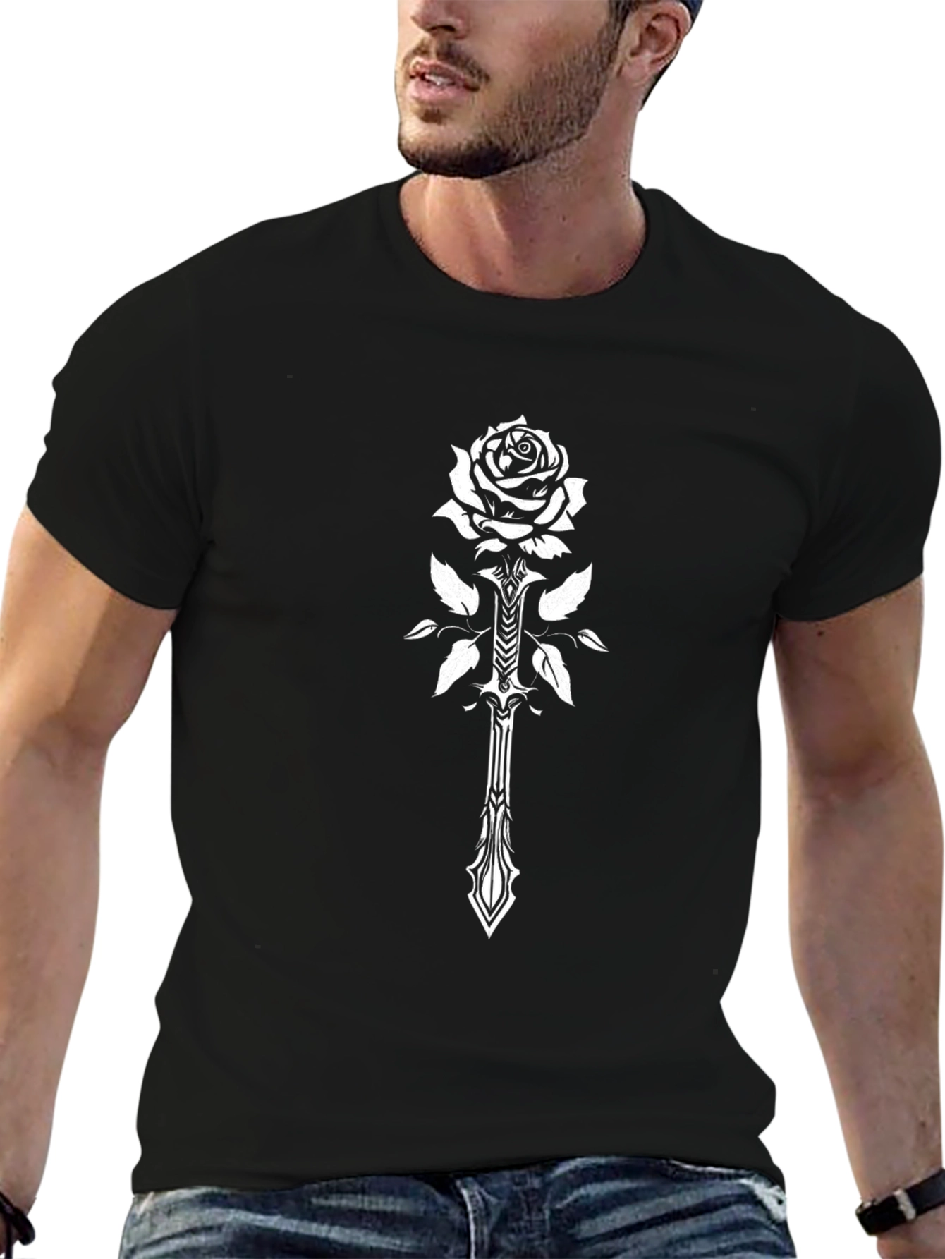 Rose & Sword Graphic Tee - Black