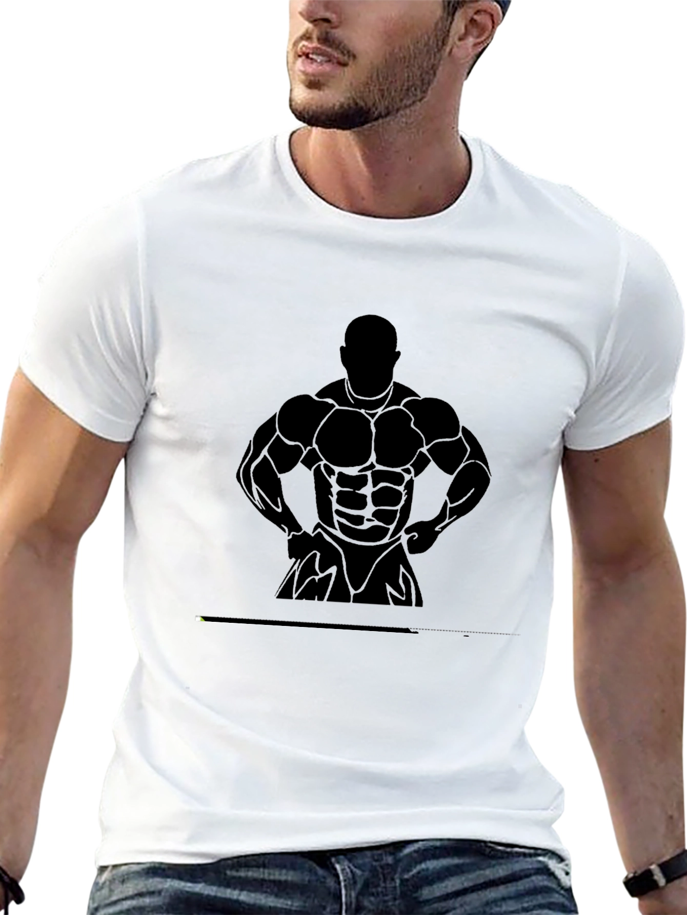 Black Gym Silhouette T-Shirt - Bodybuilding Design