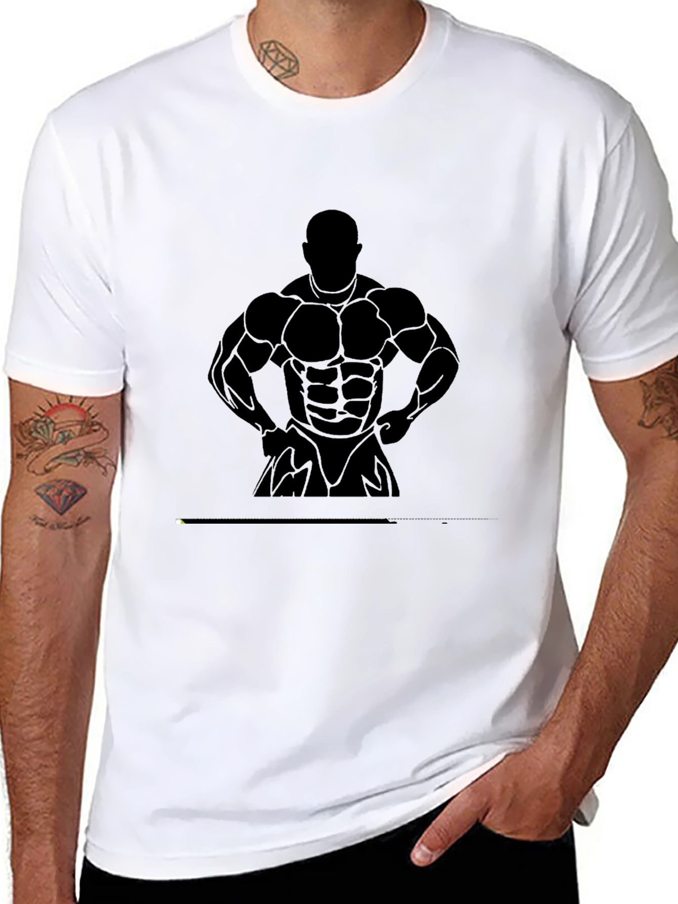 Black Gym Silhouette T-Shirt - Bodybuilding Design