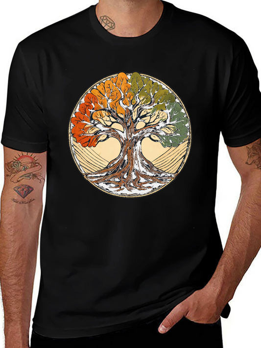 Four Seasons Tree of Life Black T-Shirt