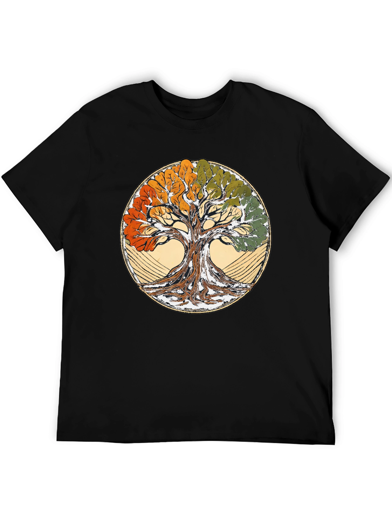 Four Seasons Tree of Life Black T-Shirt