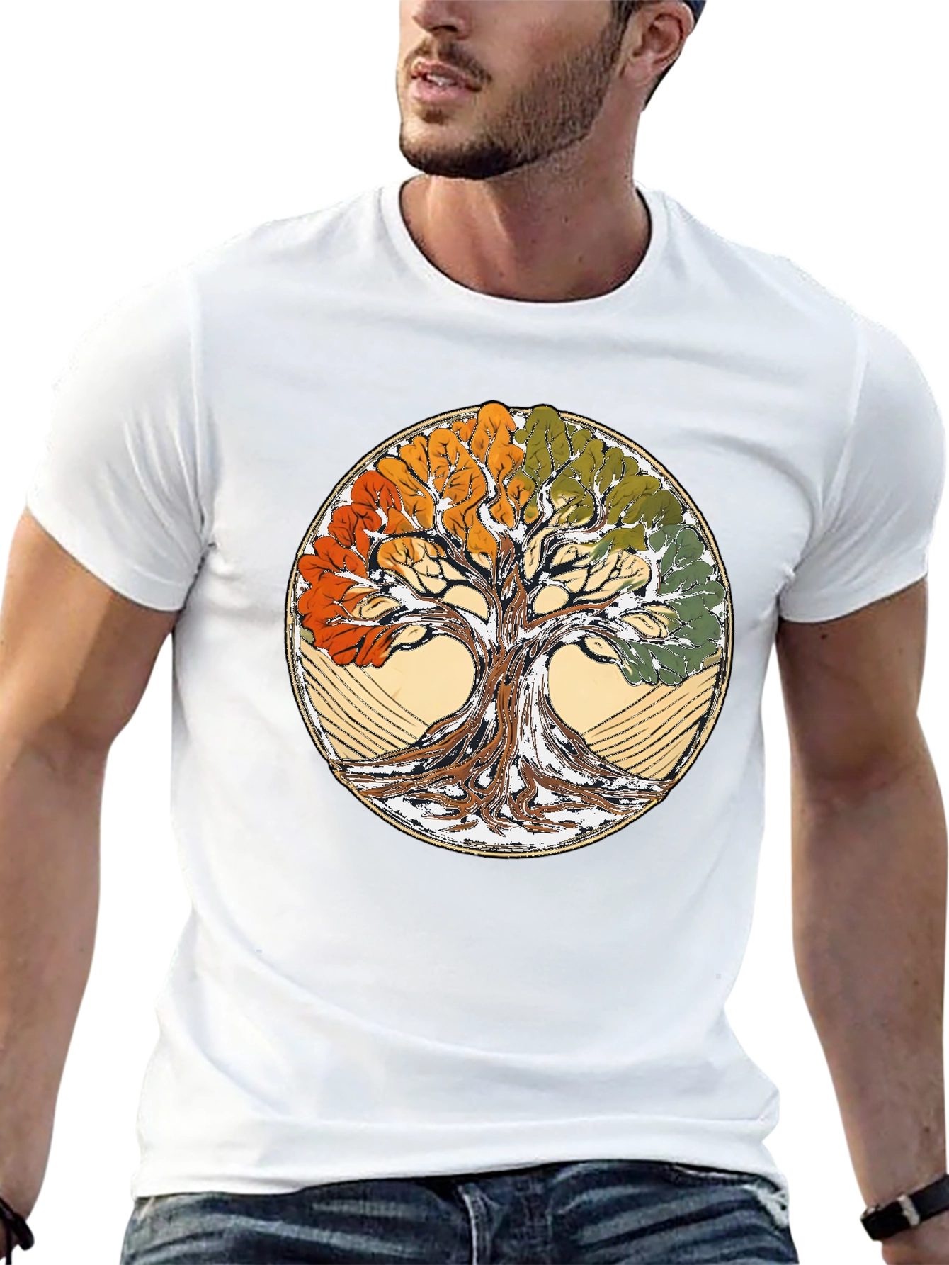 Four Seasons Tree of Life Black T-Shirt