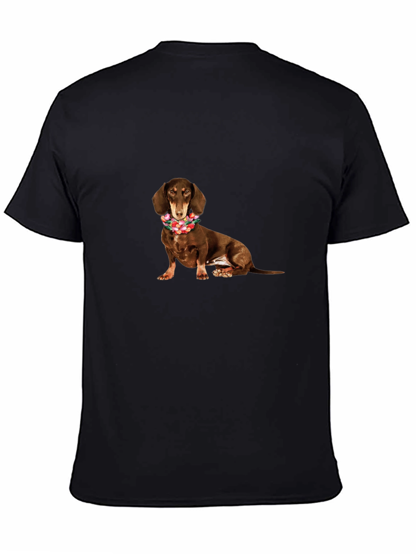 Dachshund Flower Crown Black T-Shirt