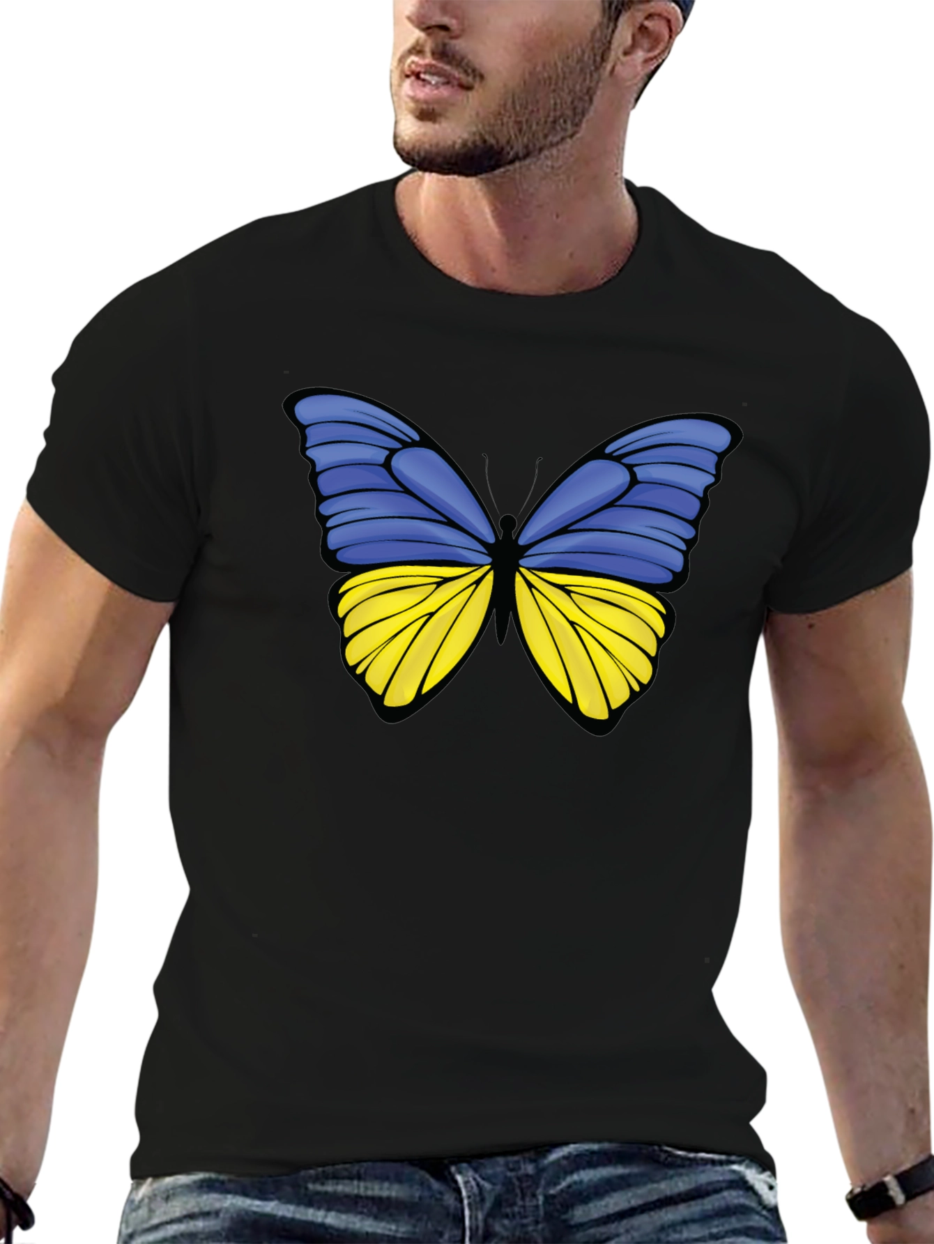 Ukraine Butterfly Black T-Shirt