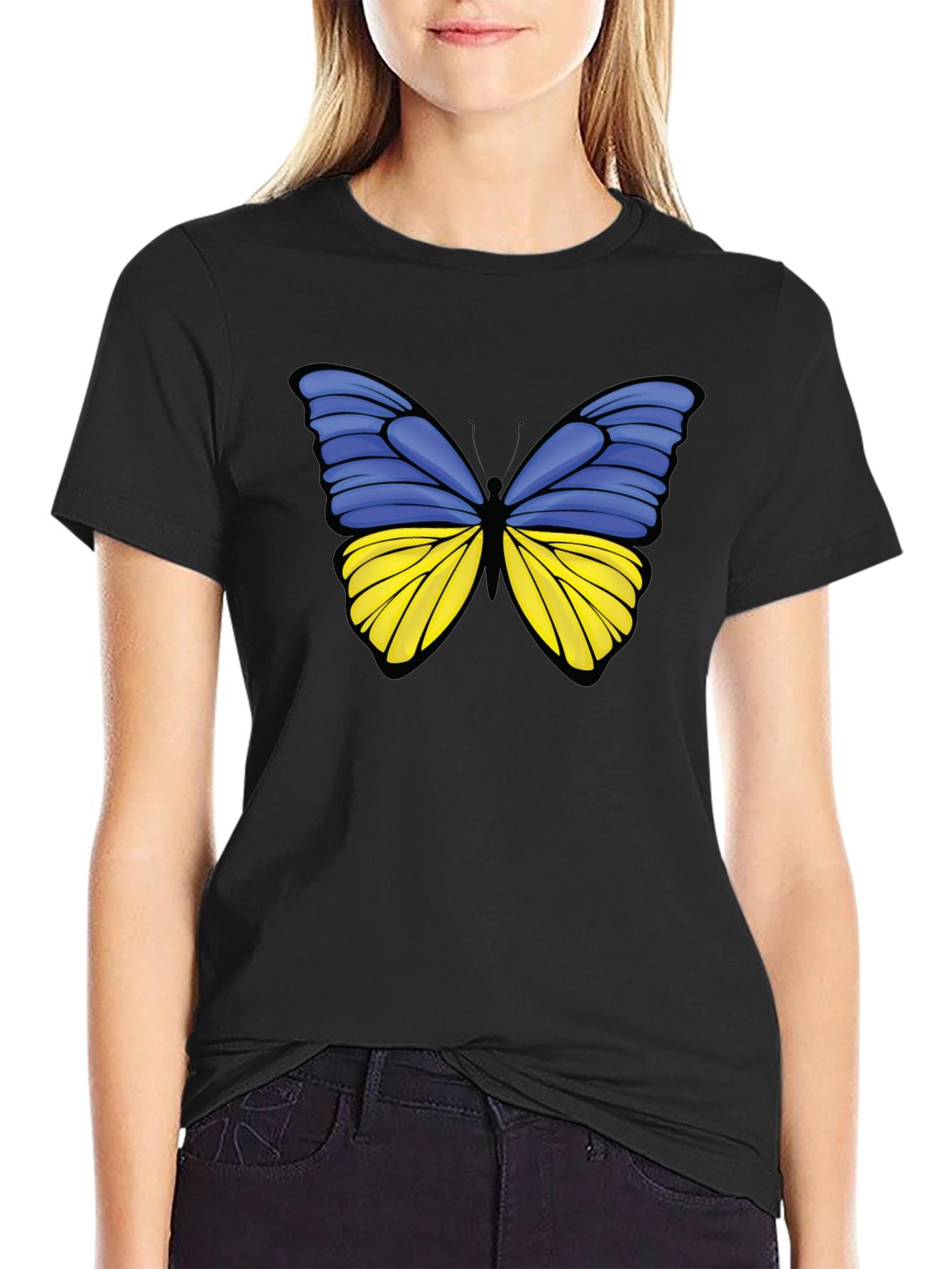 Ukraine Butterfly Black T-Shirt